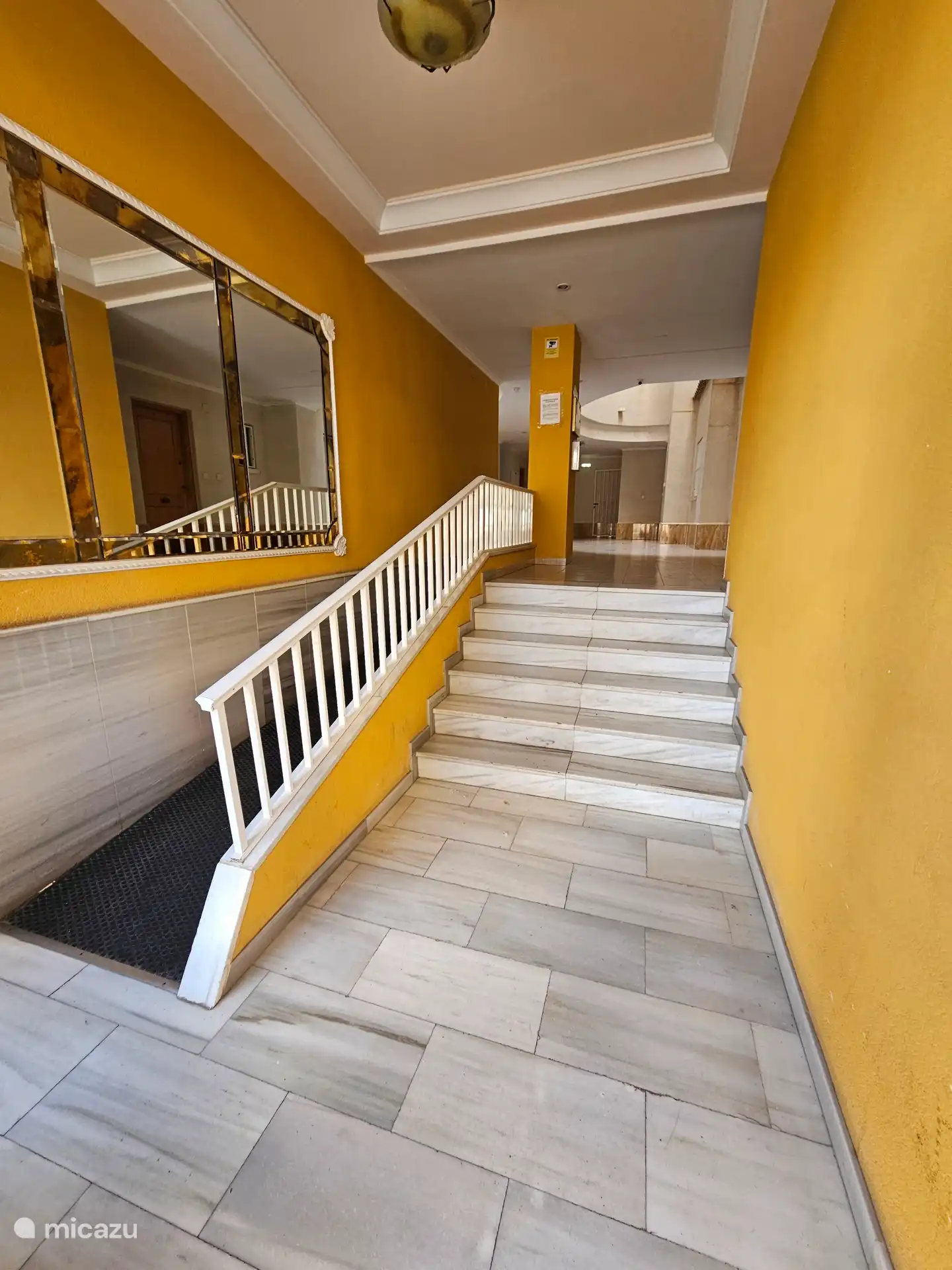 Entrance apartment complex. Wheelchair friendly