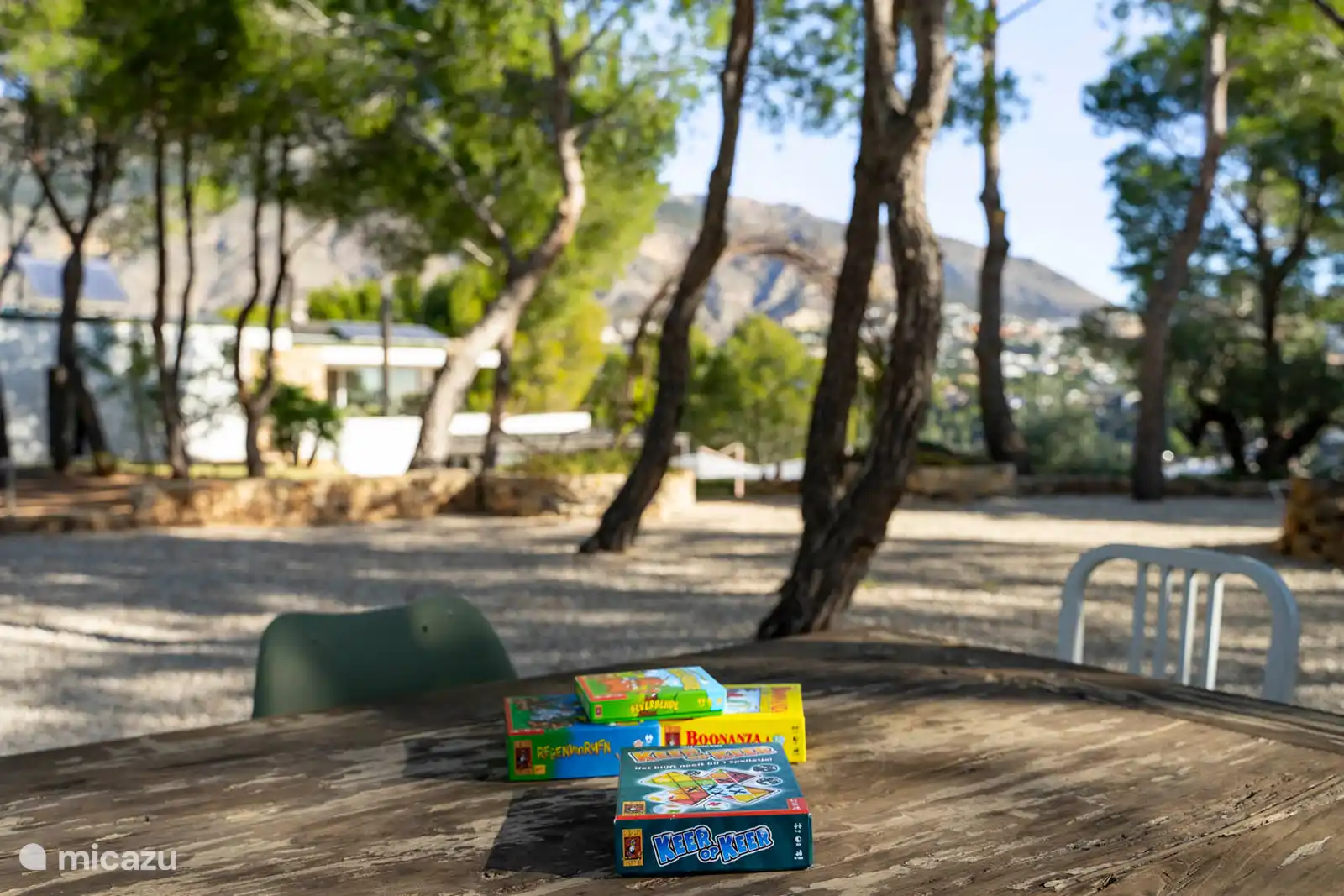 Een petanque-ruimte en een schommel maken deze feestelijke decoratie compleet, waar elk moment buiten rijmt op ontspanning, zon en de zoetheid van het leven.