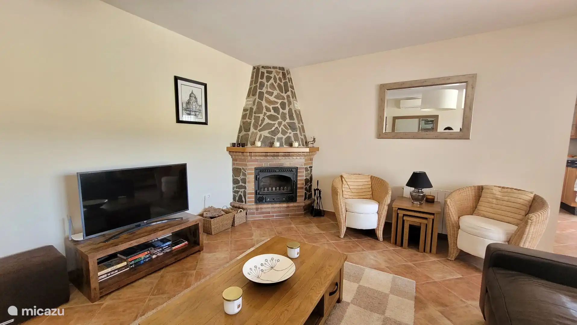 Living room with fireplace