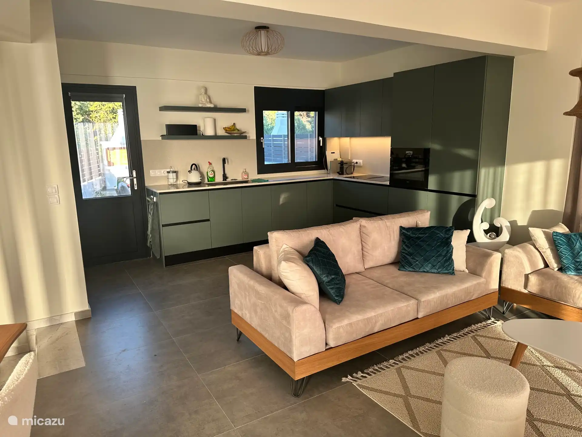 Living room and open plan kitchen