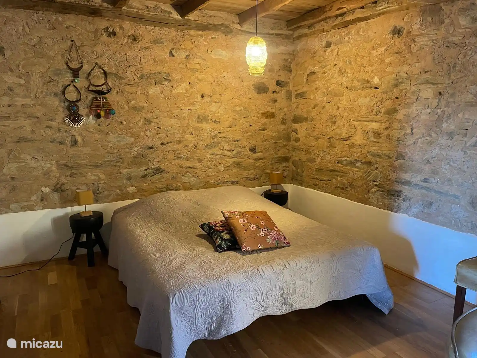 Double bed in living room