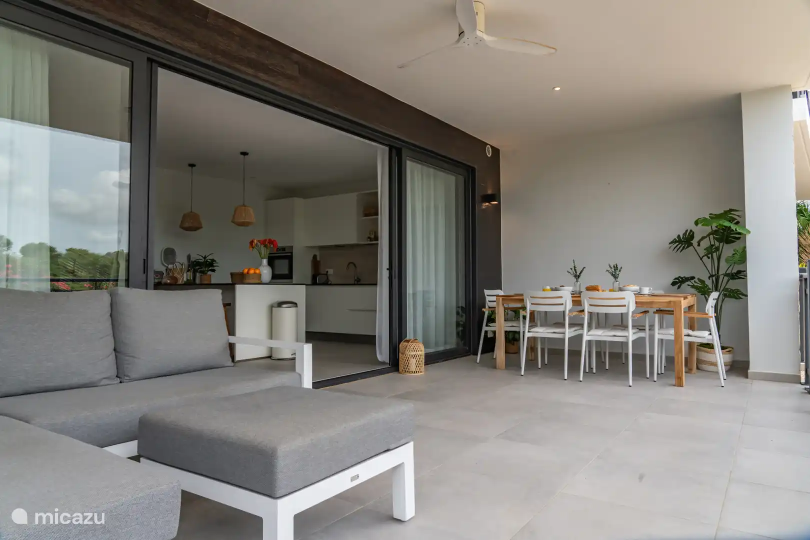 de patio (met gas BBQ, niet op de foto)