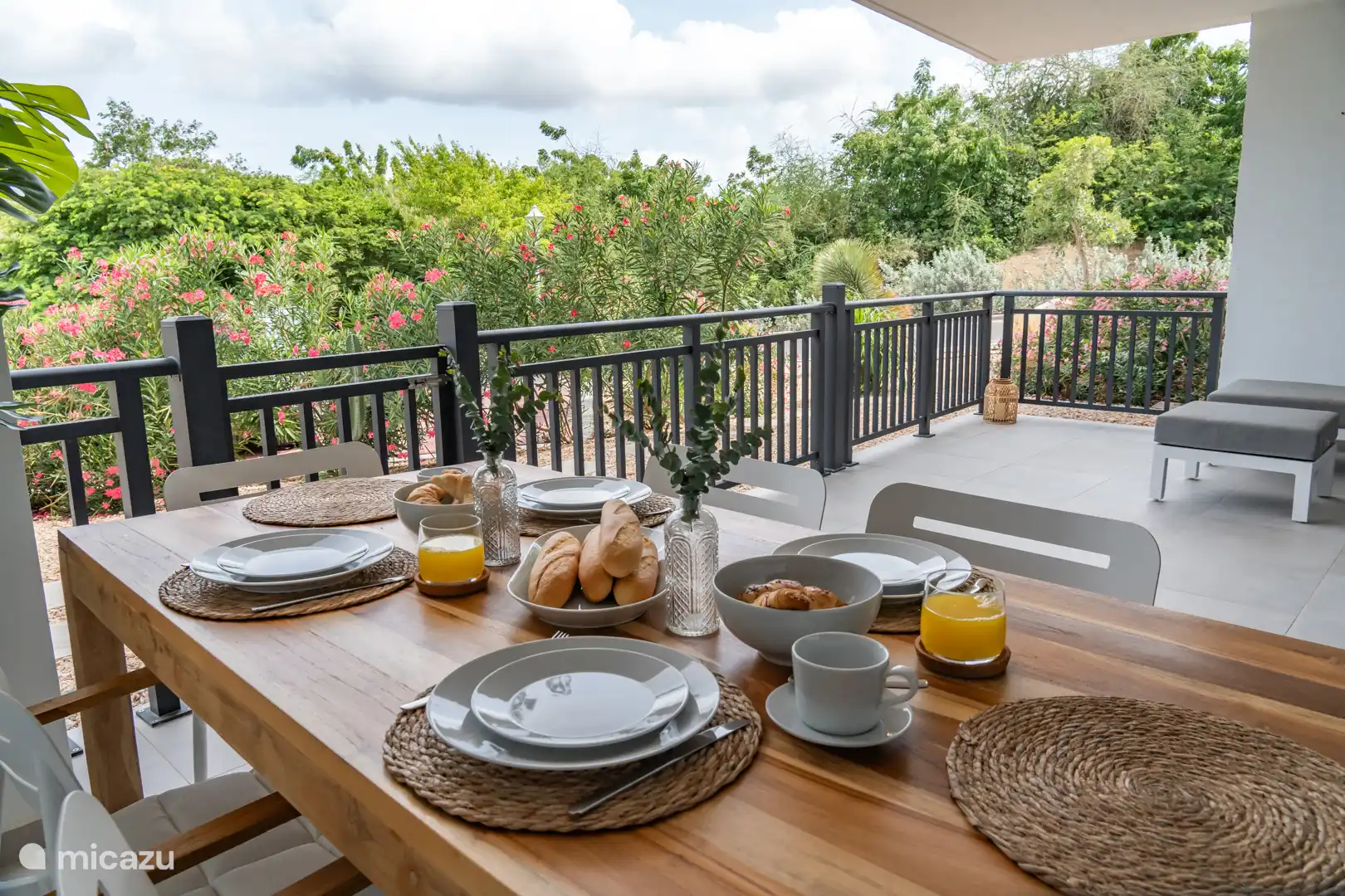 de patio, met loungeset en hangmat (niet op de foto)