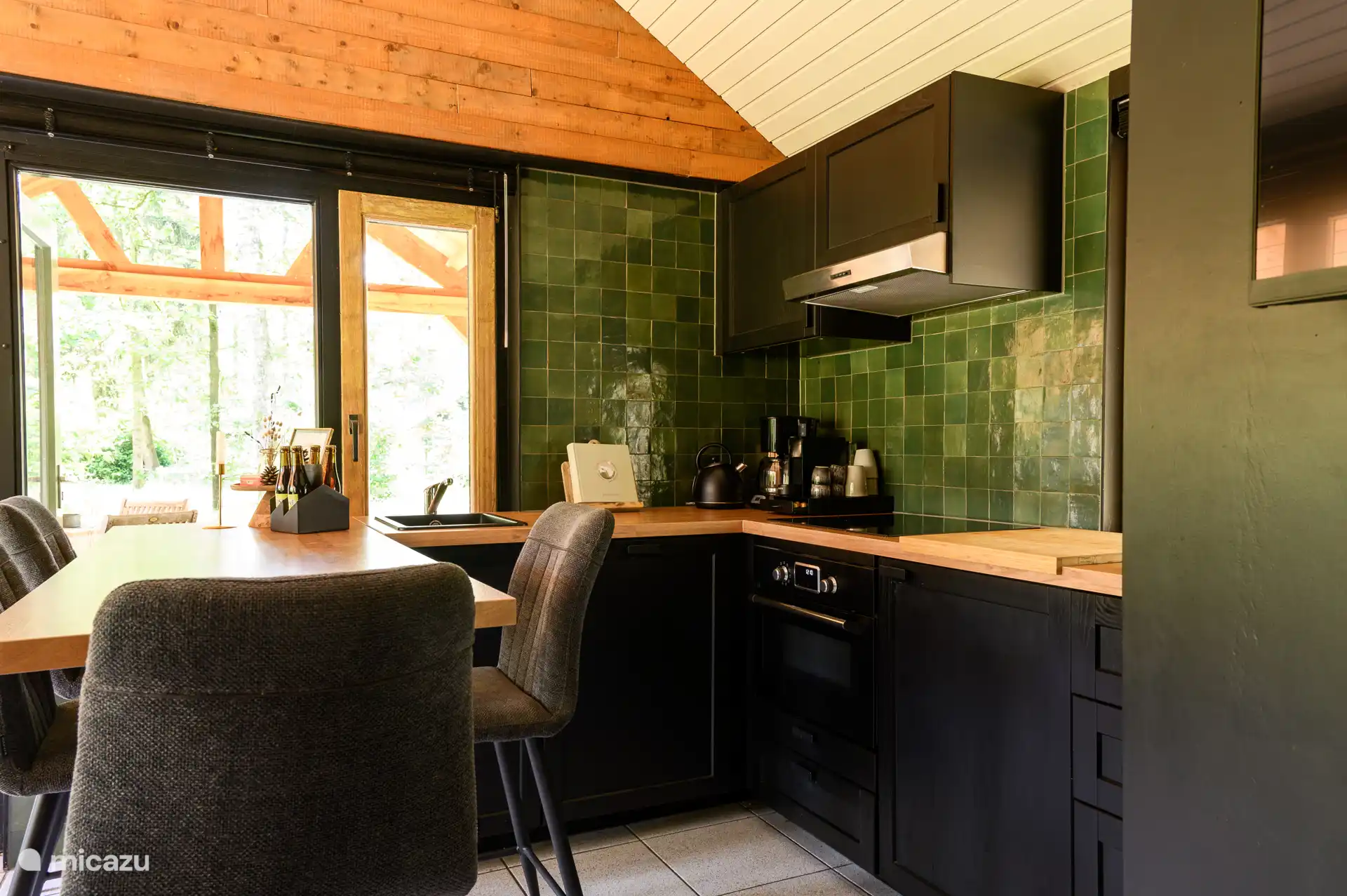 Compact but complete kitchen with all conveniences.