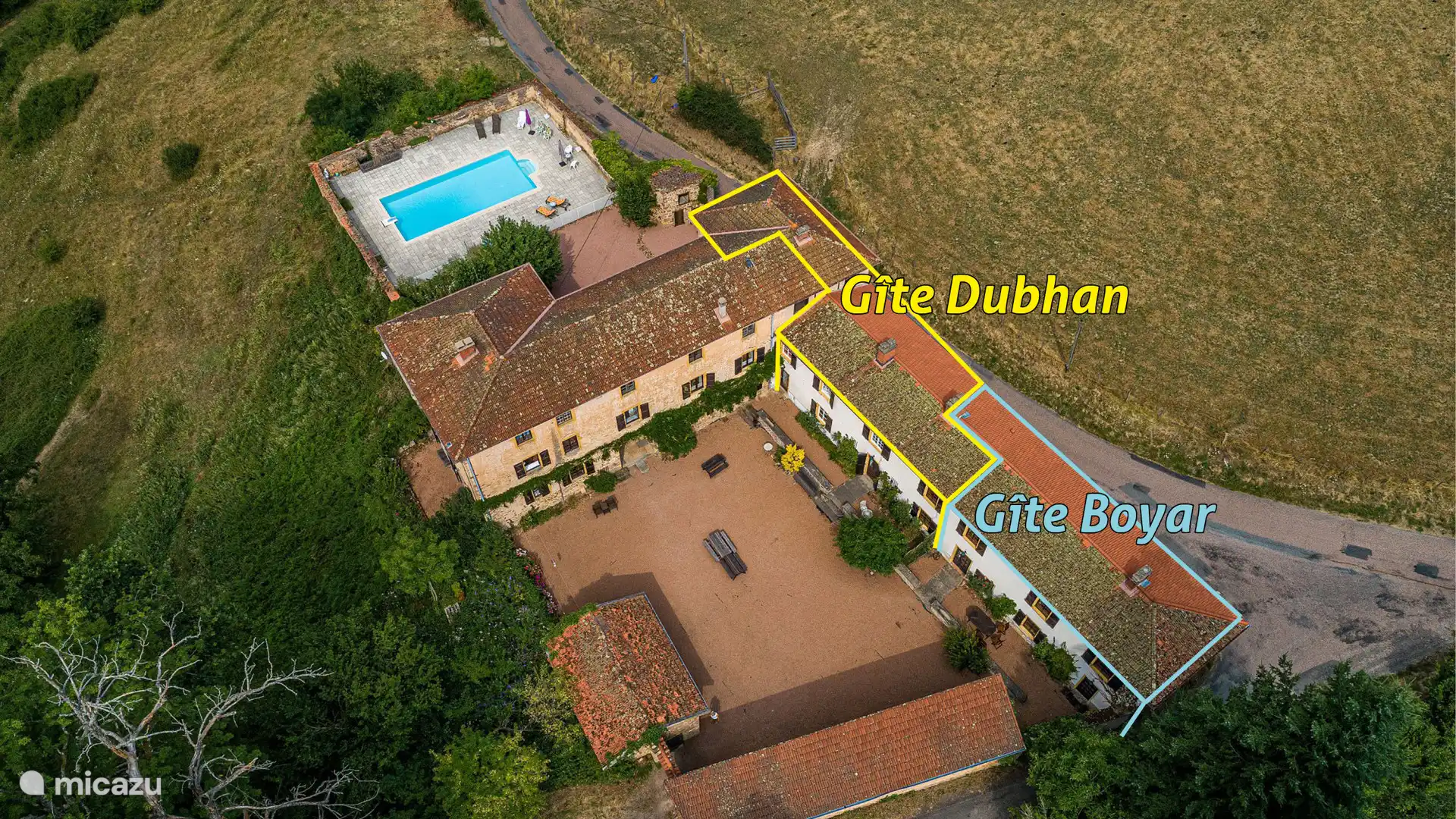 Layout of gîtes in Courcenay.