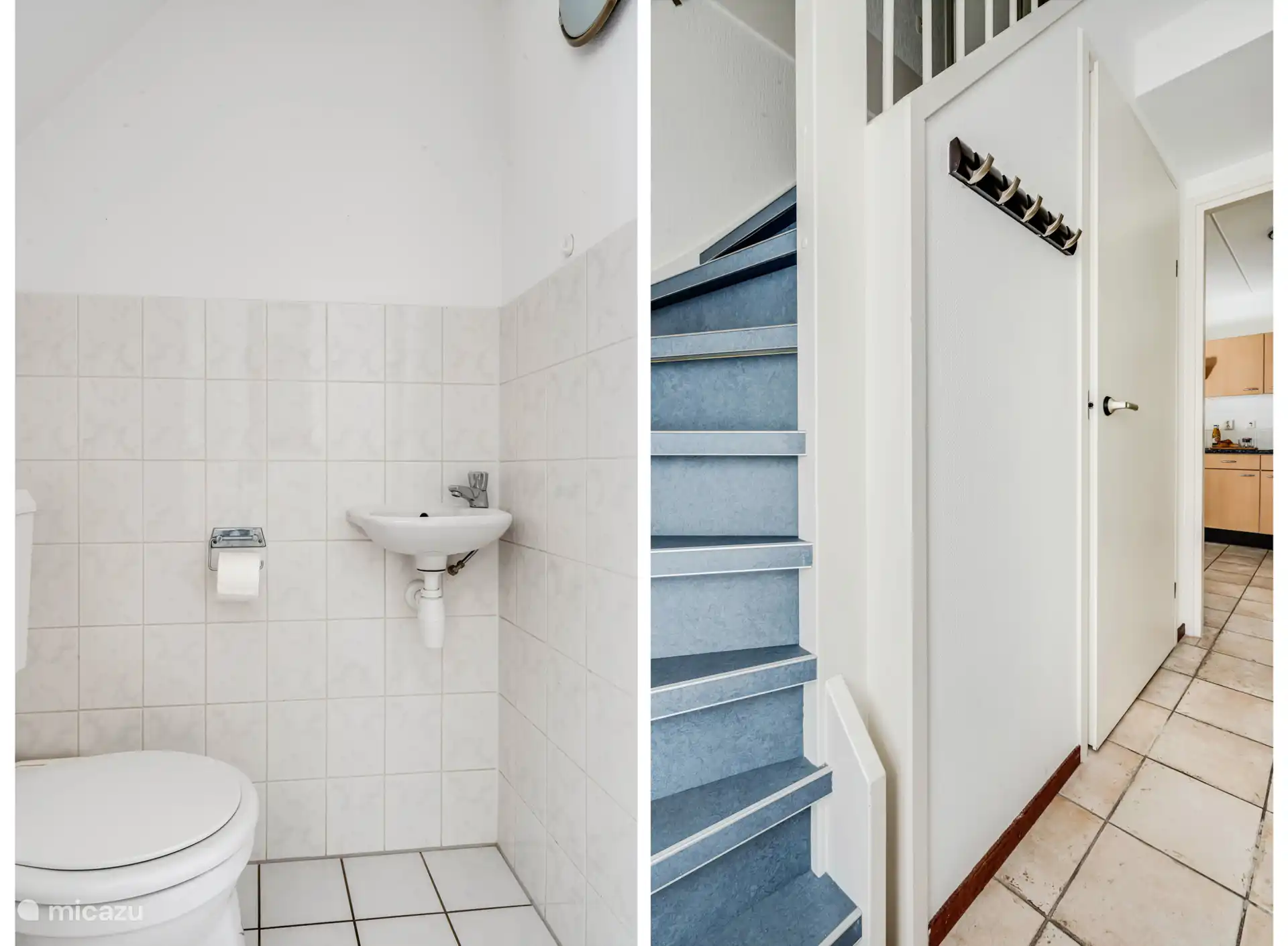 Badkamer met douche en wastafel