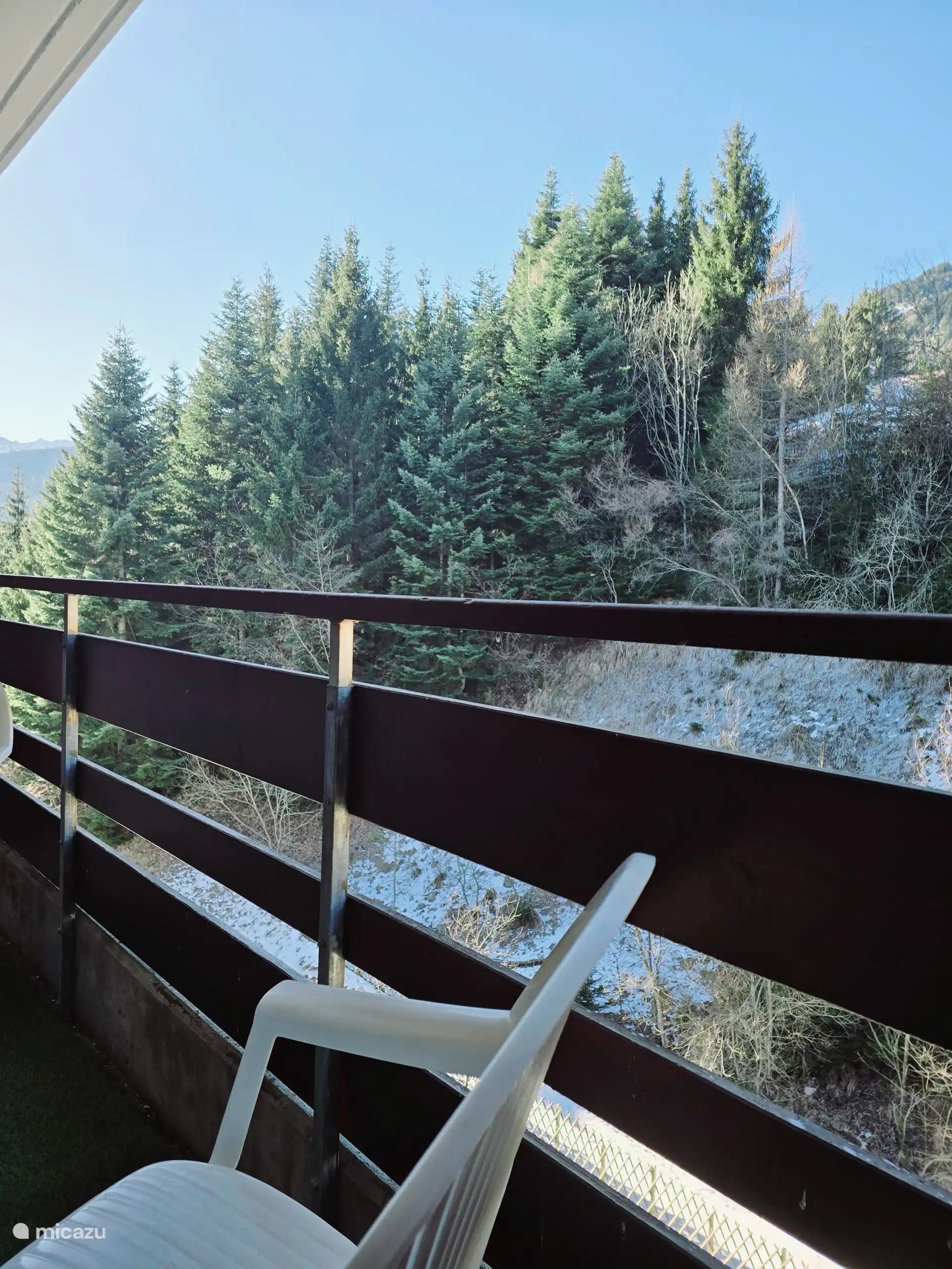 Balkon mit Blick auf den Wald – privater Außenbereich, Torgon-Wohnung