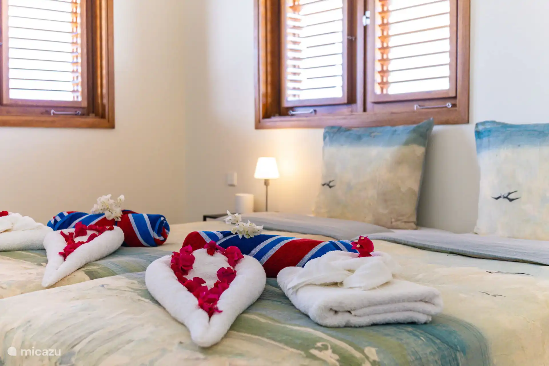 Close up how beautifully we make the beds for the guests.