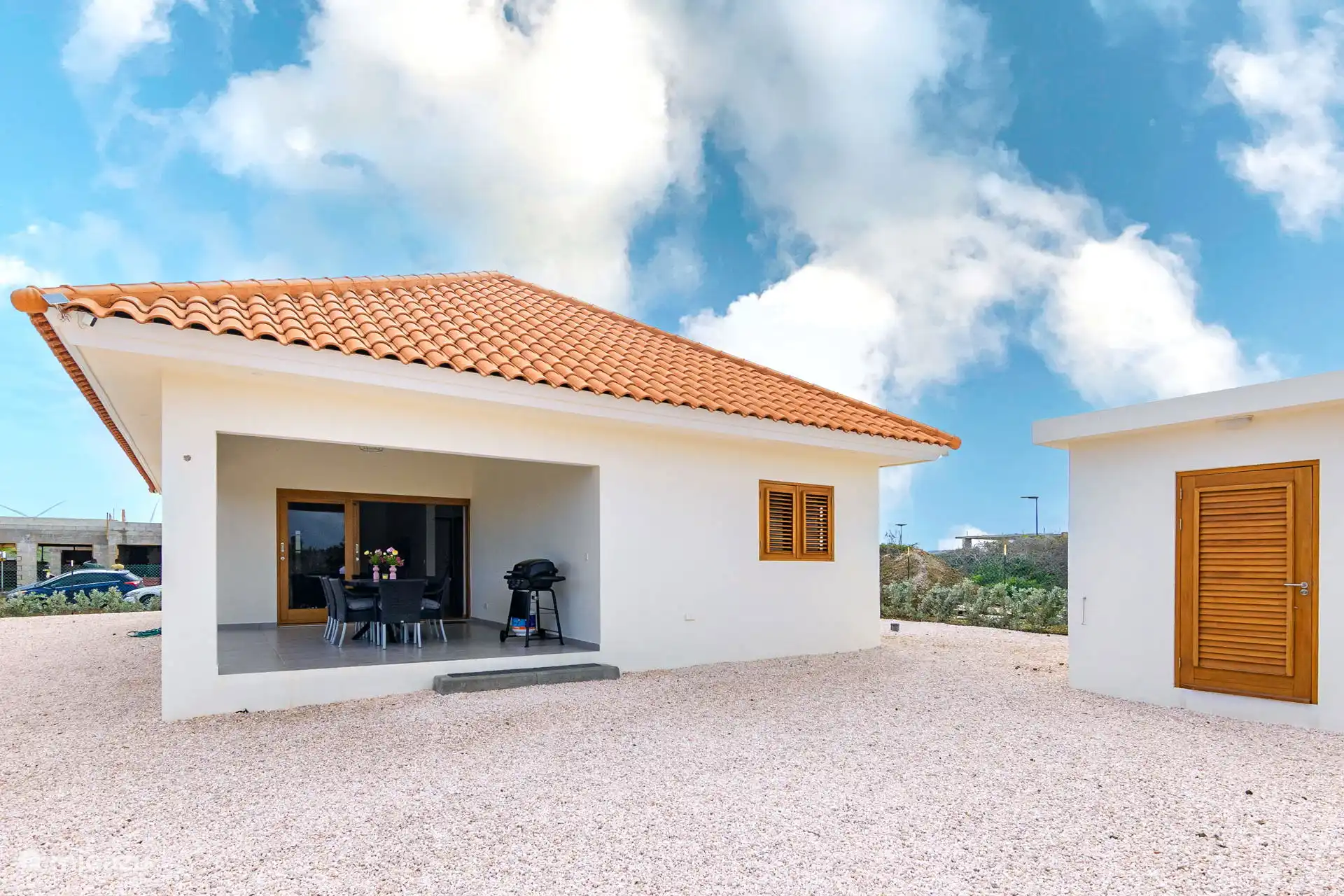 Porch view and garden.