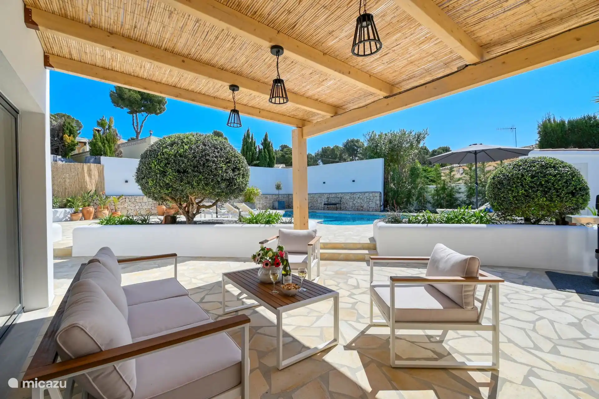 Lounging with a view of the pool
