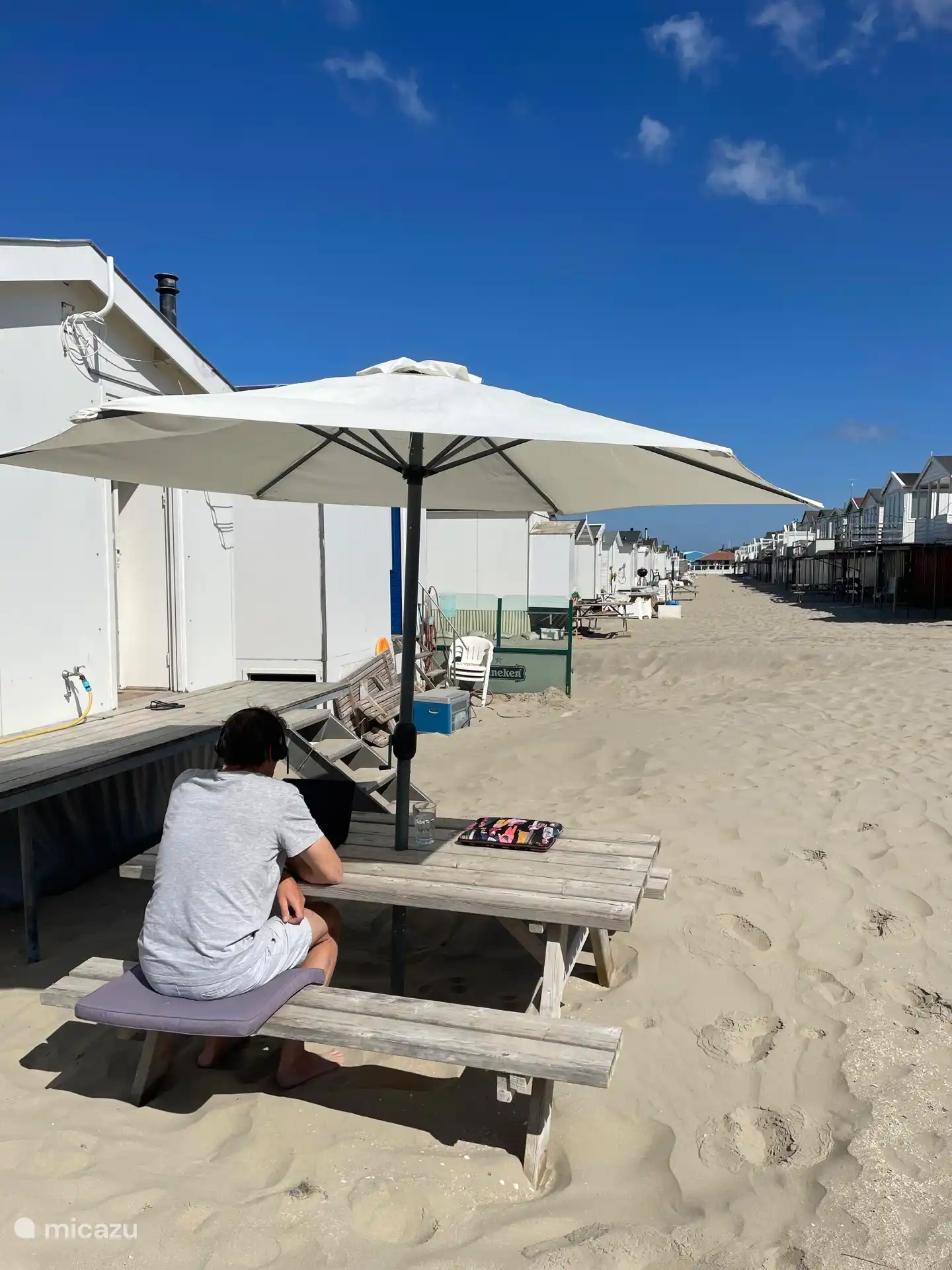 Mesa de picnic detrás