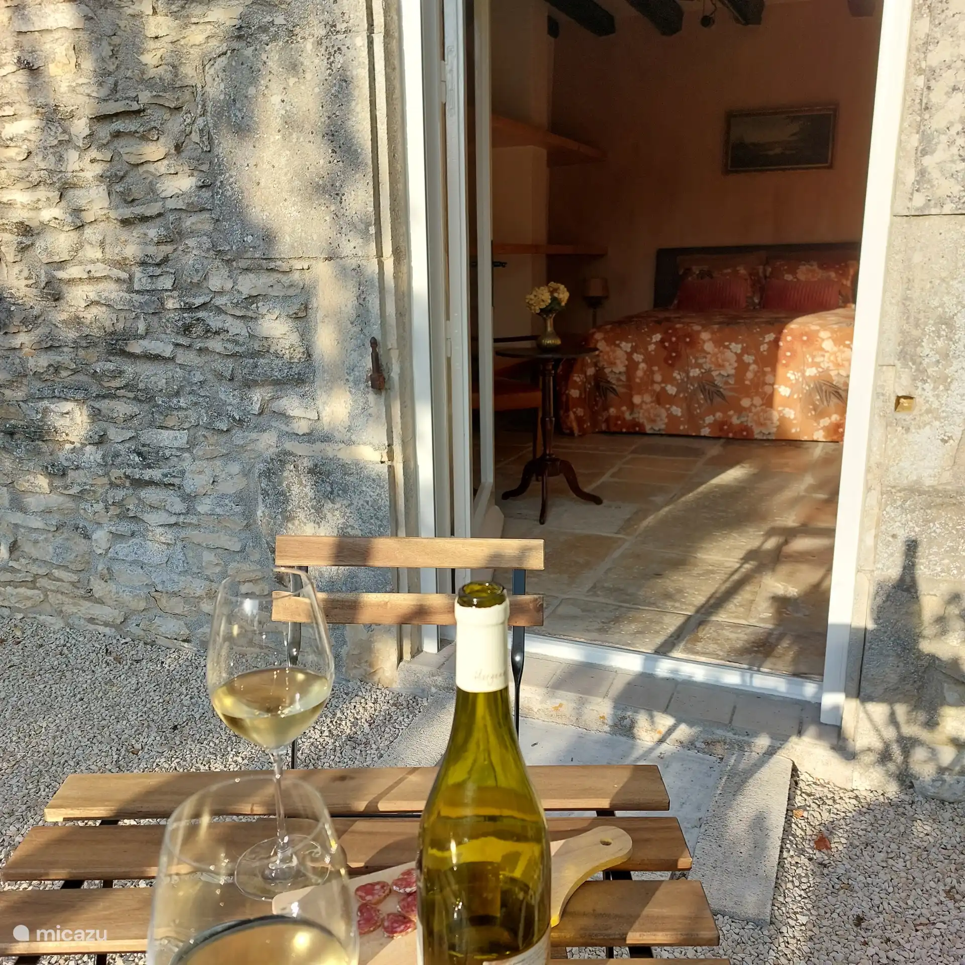 Enjoy your own private terrace with a view of the pond