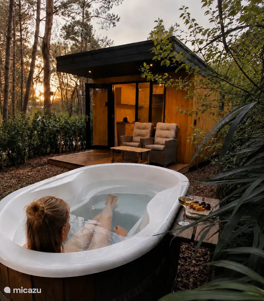 Wandern, Niederlande, Drenthe, Zuidwolde, blockhütte / lodge Het Sterrenbos