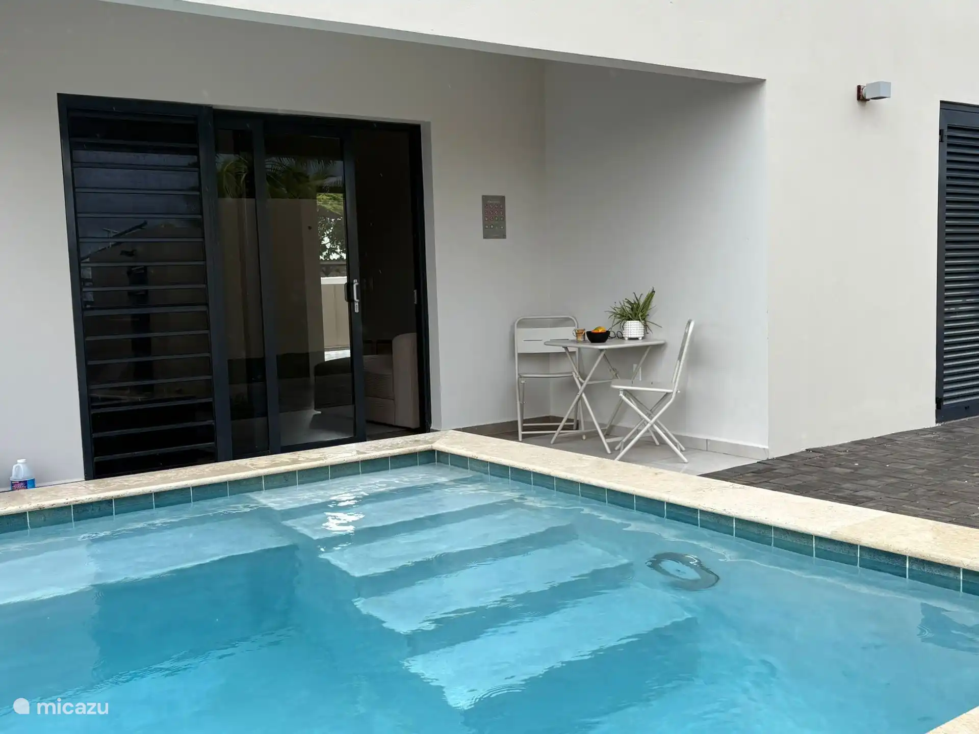 Uw eigen plunge pool ligt direct naast de porch, ideaal om even af te koelen en te genieten van het uitzicht.