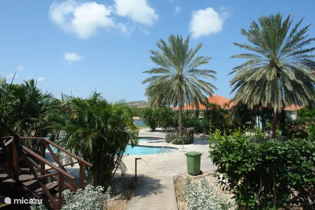 Entrance to the beautiful swimming pool belonging to the villas.