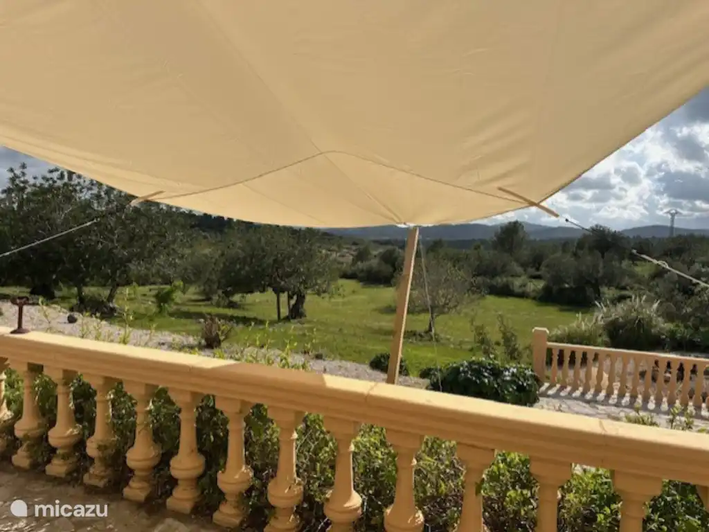 The view of the garden and mountains. 