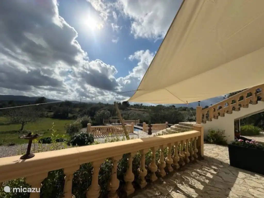 The view from the terrace towards the pool. 