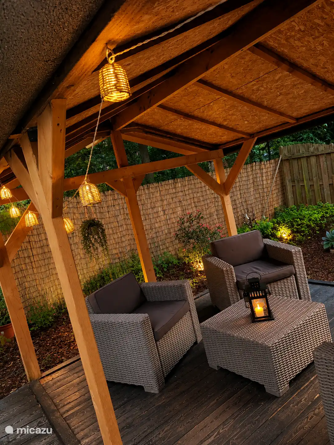 Quiet covered terrace with forest view