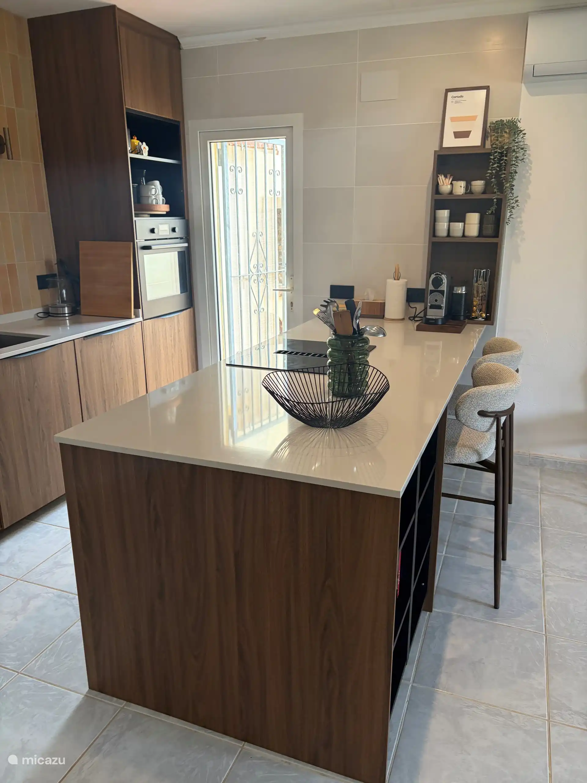 kitchen island and coffee corner