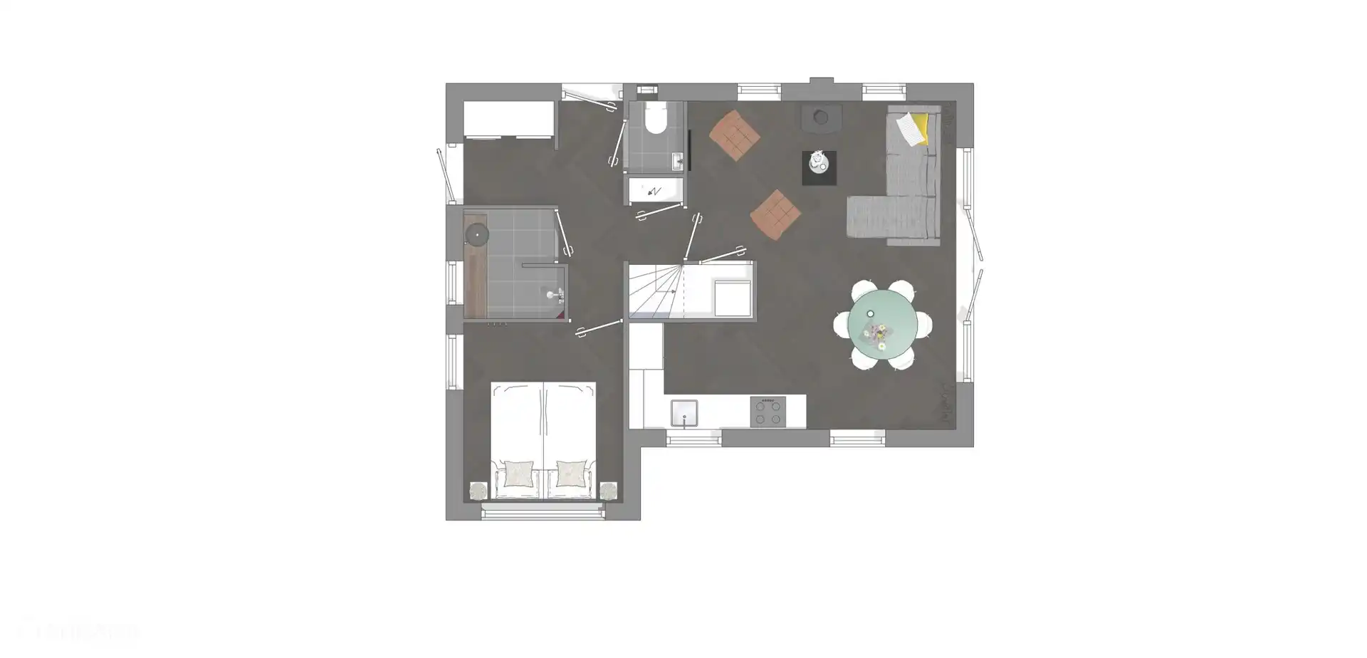 La disposition au rez-de-chaussée