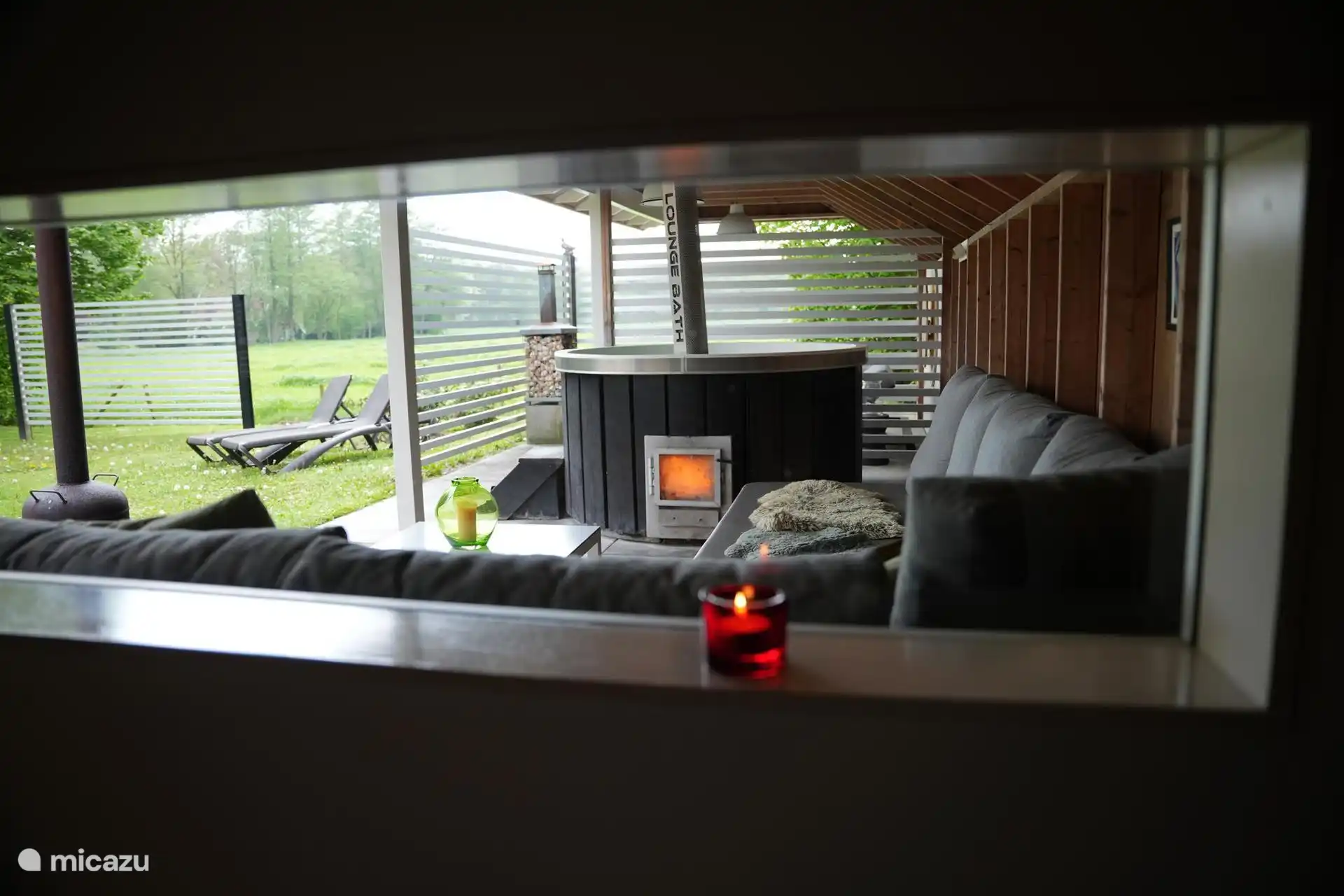 Het uitzicht vanuit de sauna ruimte