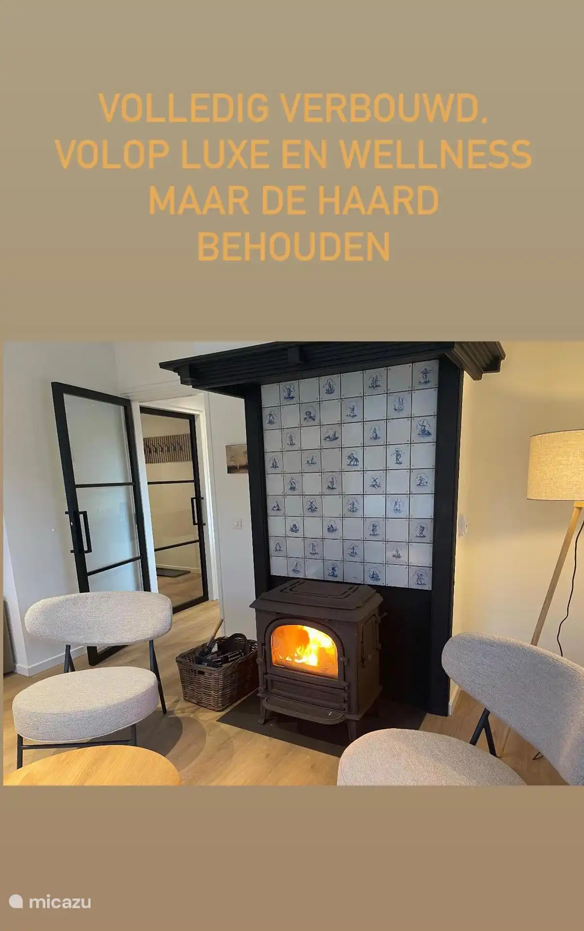 Oud Hollandse woonkamer met kachel
