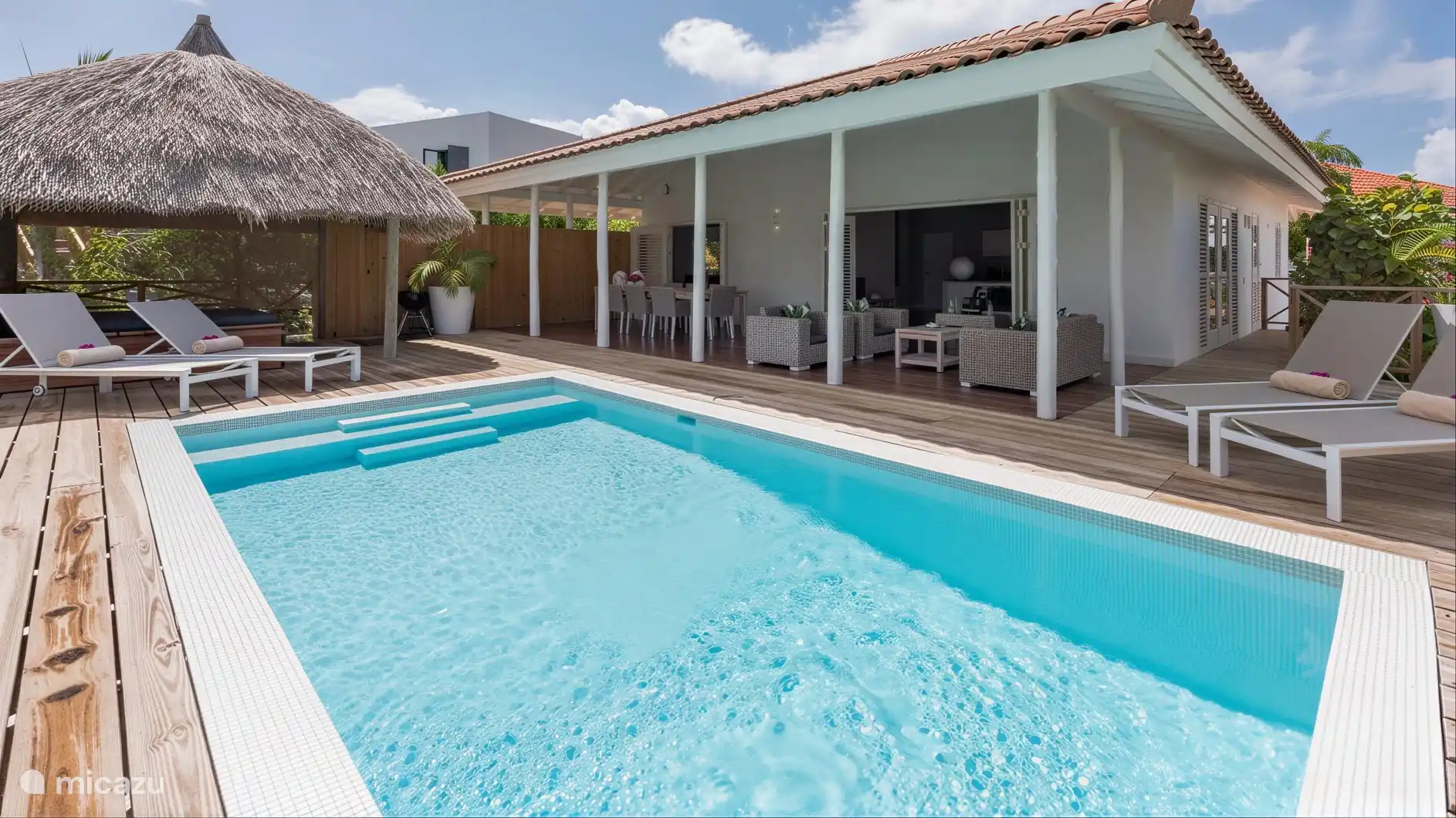 villa en Curazao, Banda Arriba (este), Jan Thiel – Villa Vidalou | Piscina y Palapa