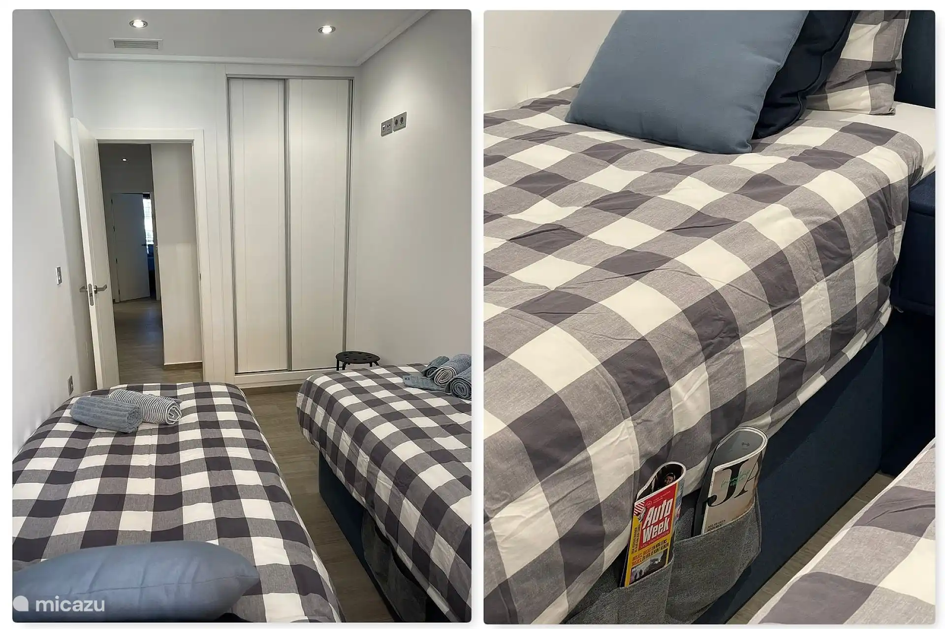 2 lits simples avec espace de rangement