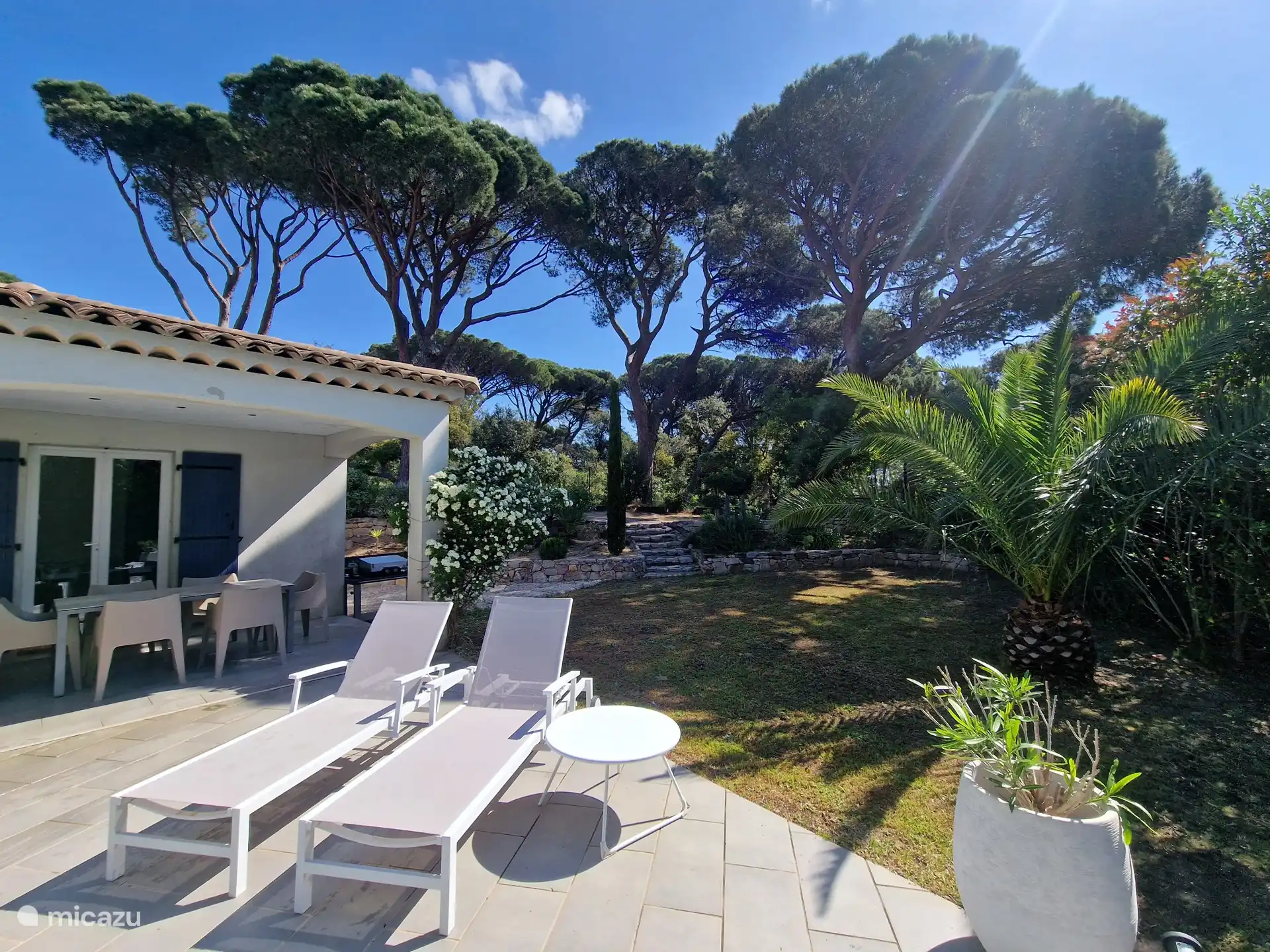 Ligbedden bij zwembad