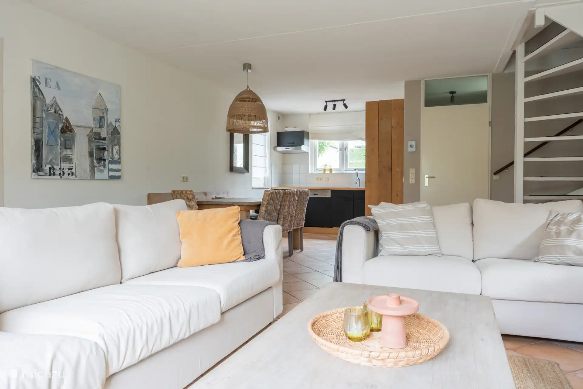 Sofas and dining table living room