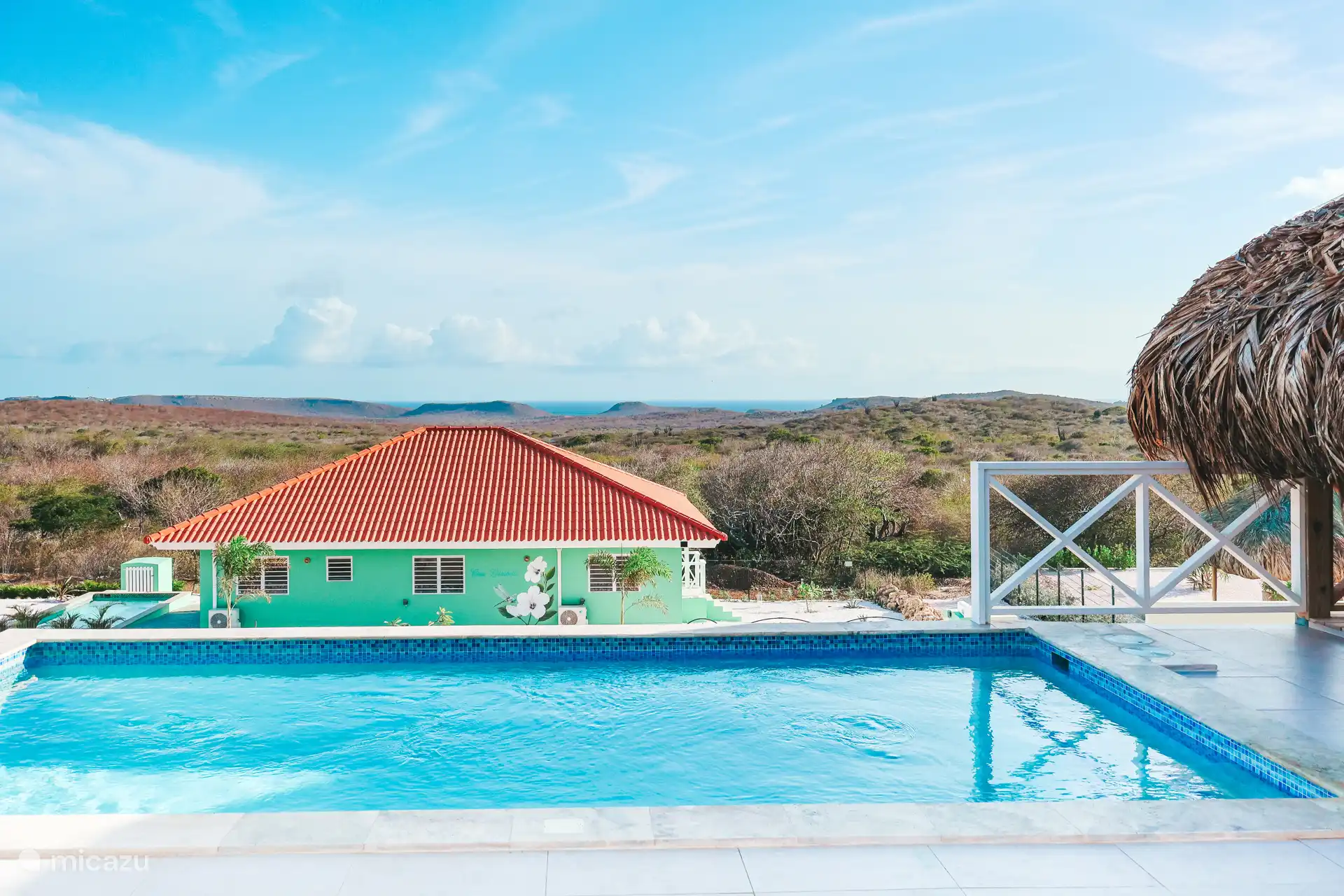 Fantastic views from the pool deck of the beaches of Daaibooi, Porto Marie and Kas Abou