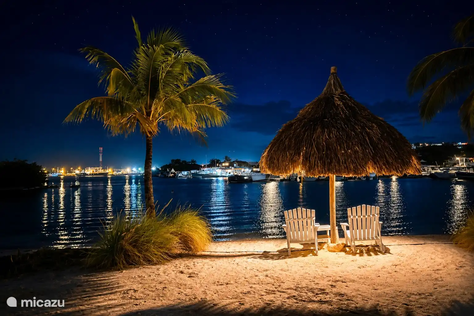 Atmosphere in the evening on the beach.