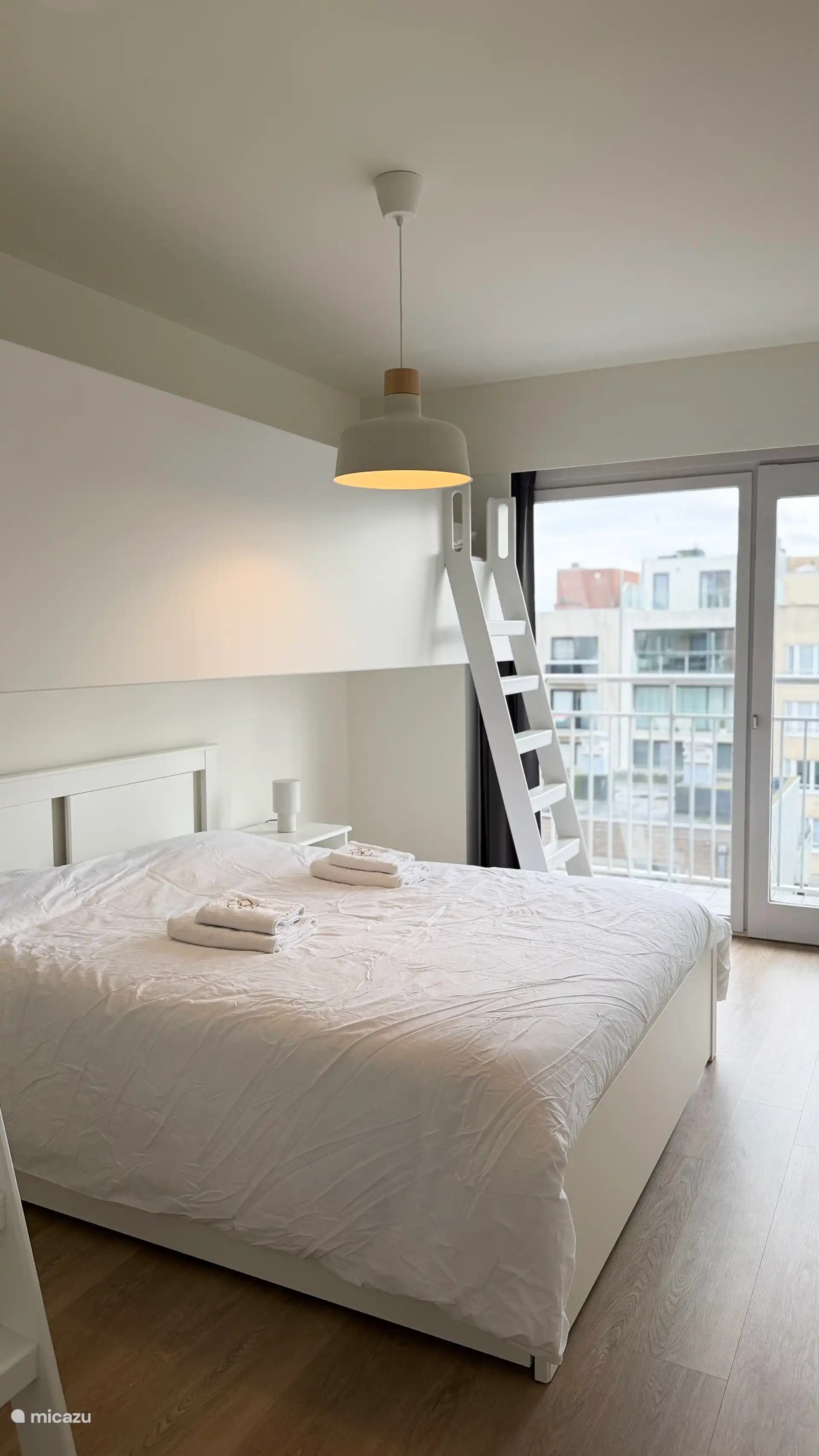 Bedroom with double bed and bunk beds. Suitable for 4 people