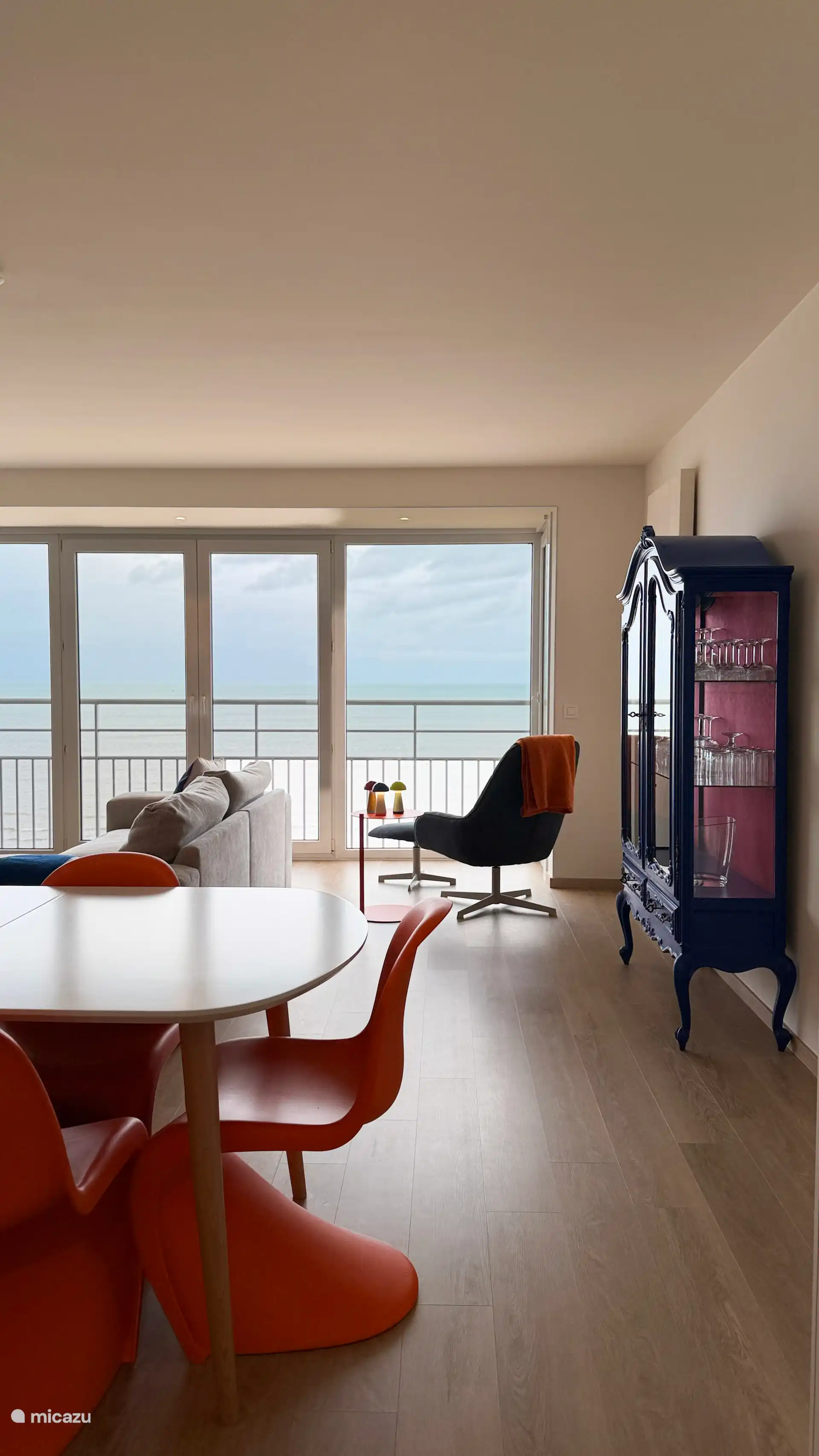 Living room with sea and beach views