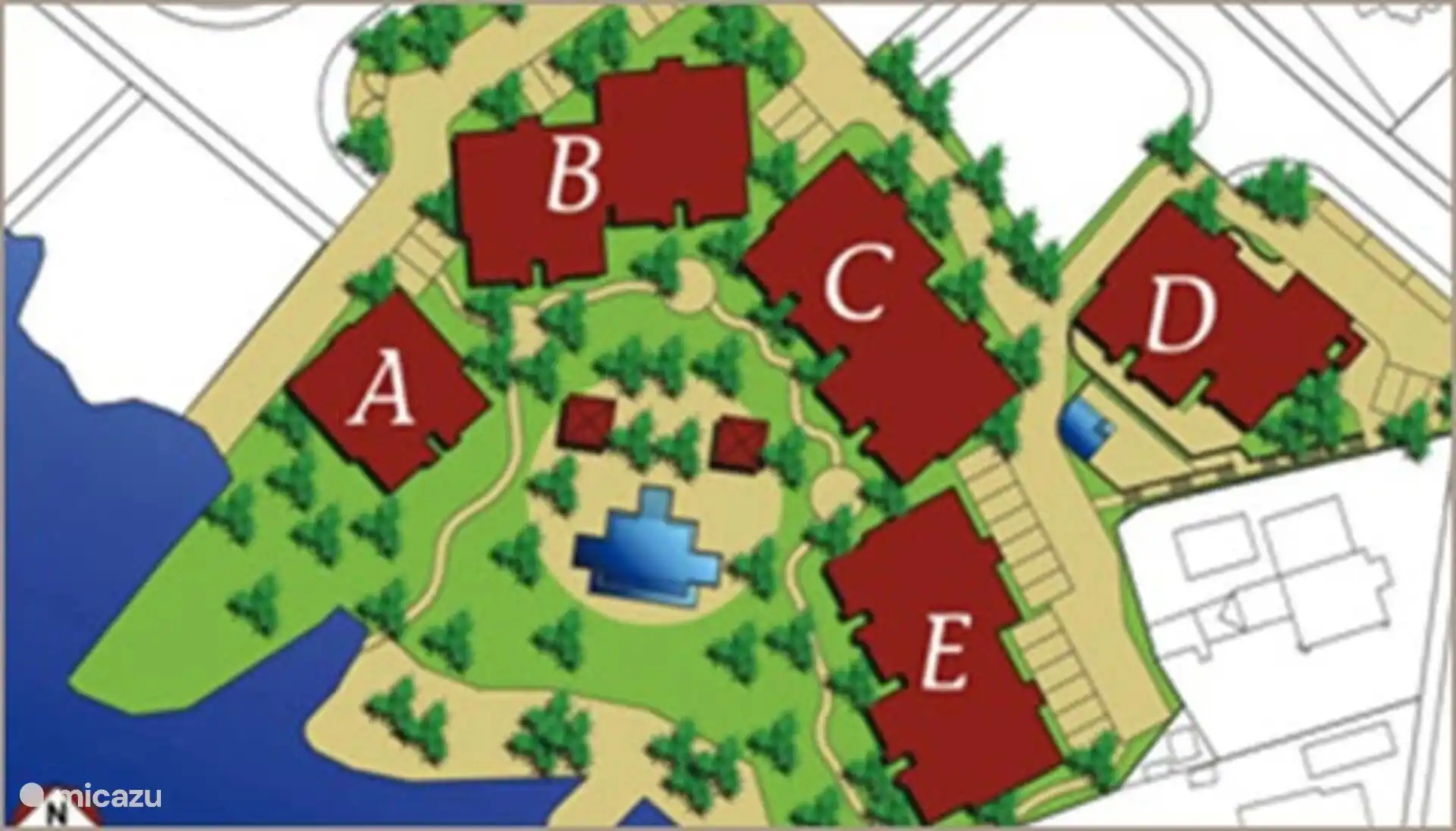 Karte des Resorts und Standort der Wohnung.