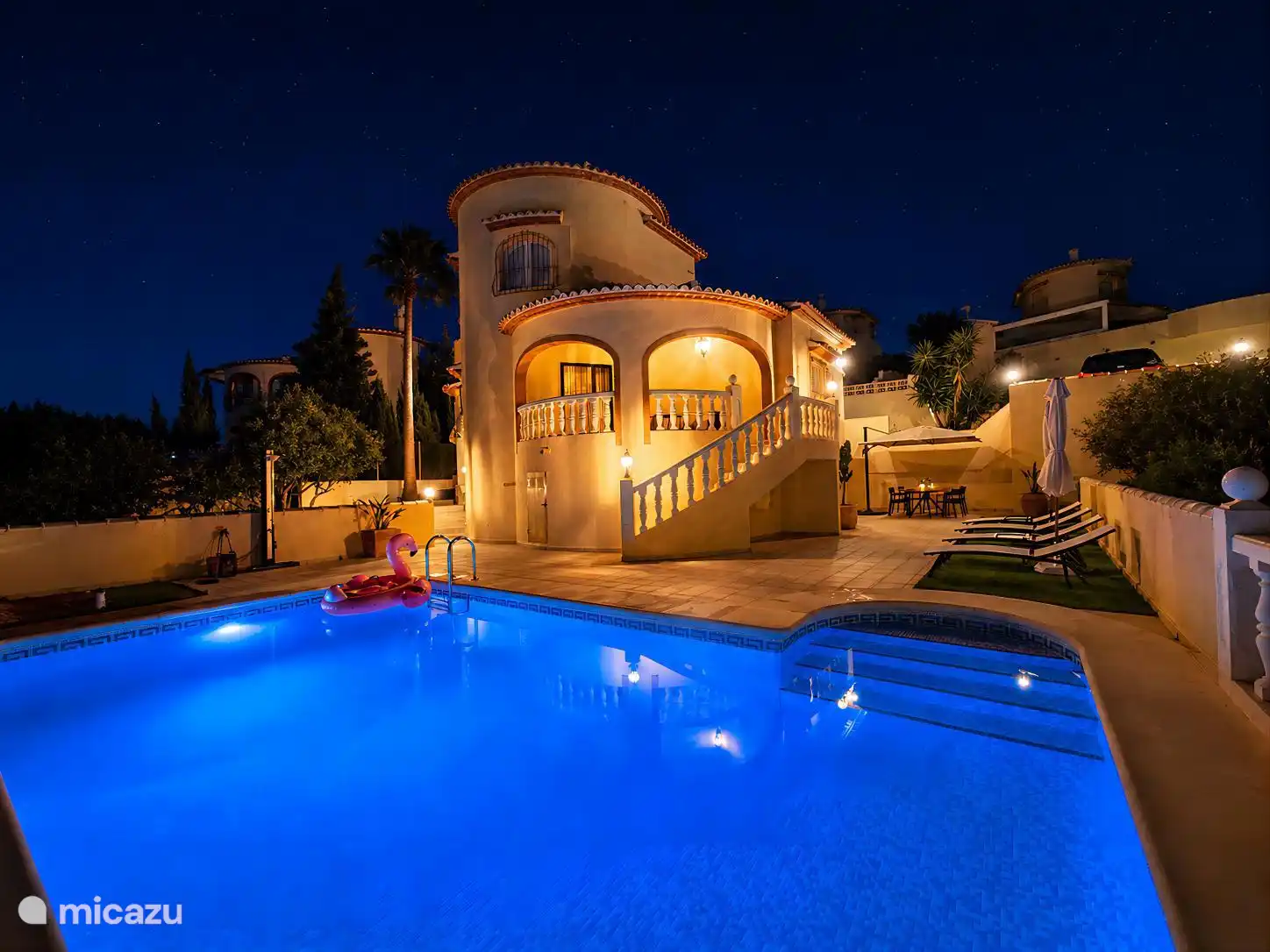 Villa with pool in the evening