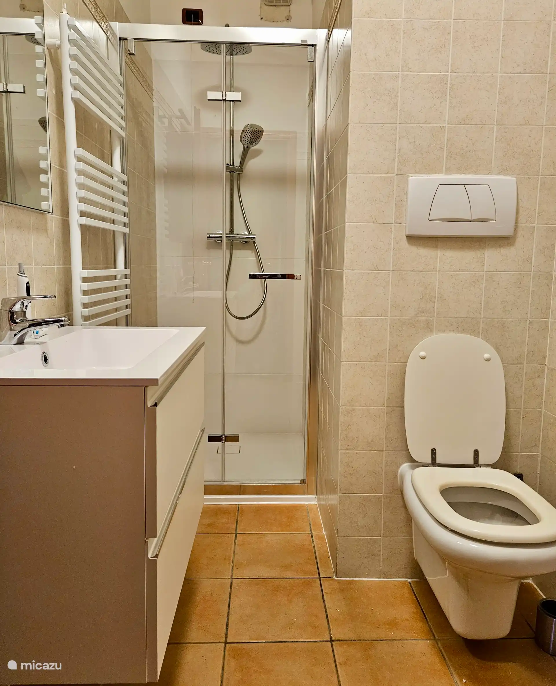 Shower, toilet and bidet