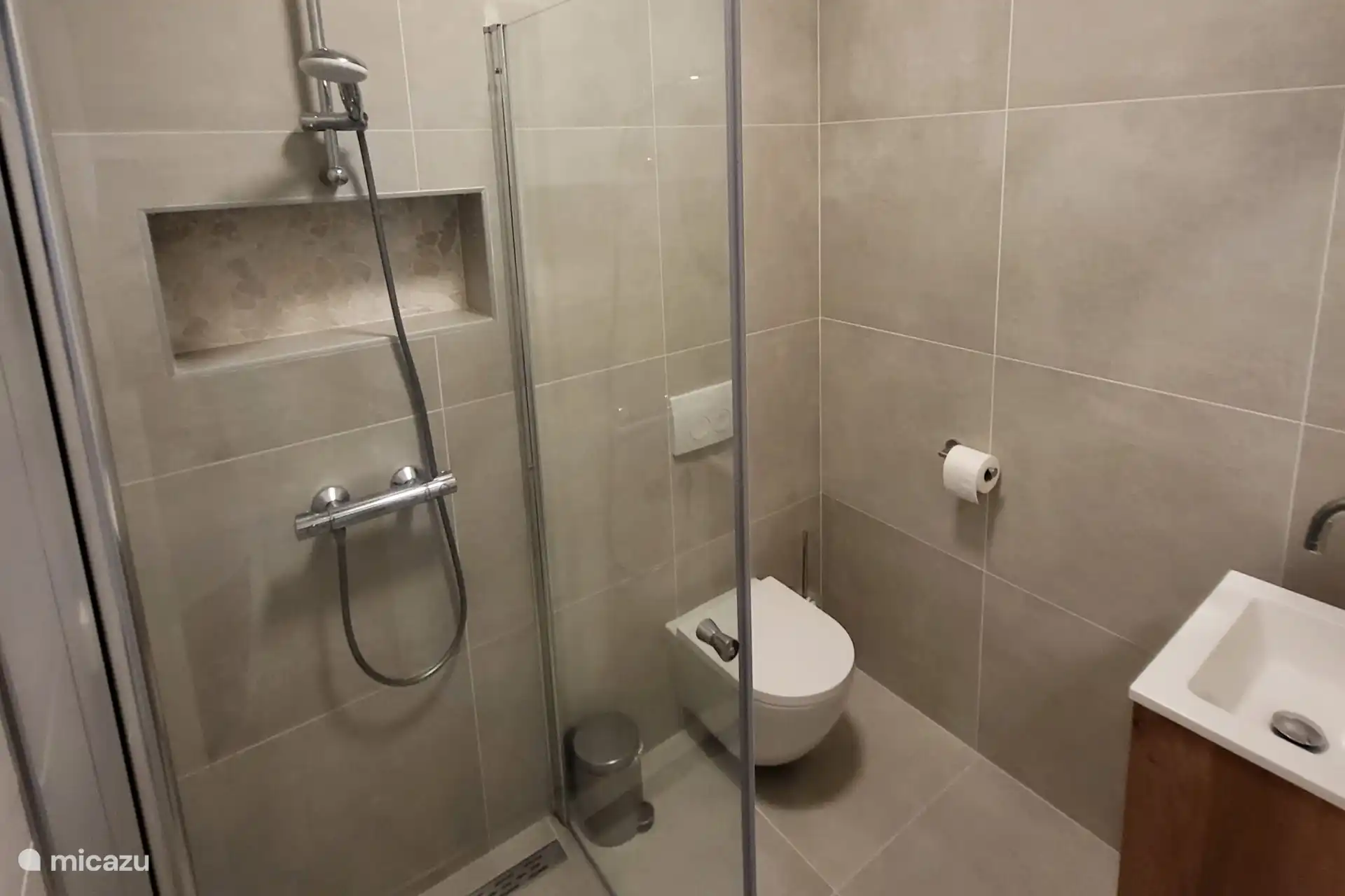 Badkamer 1 met inloopdouche en toilet