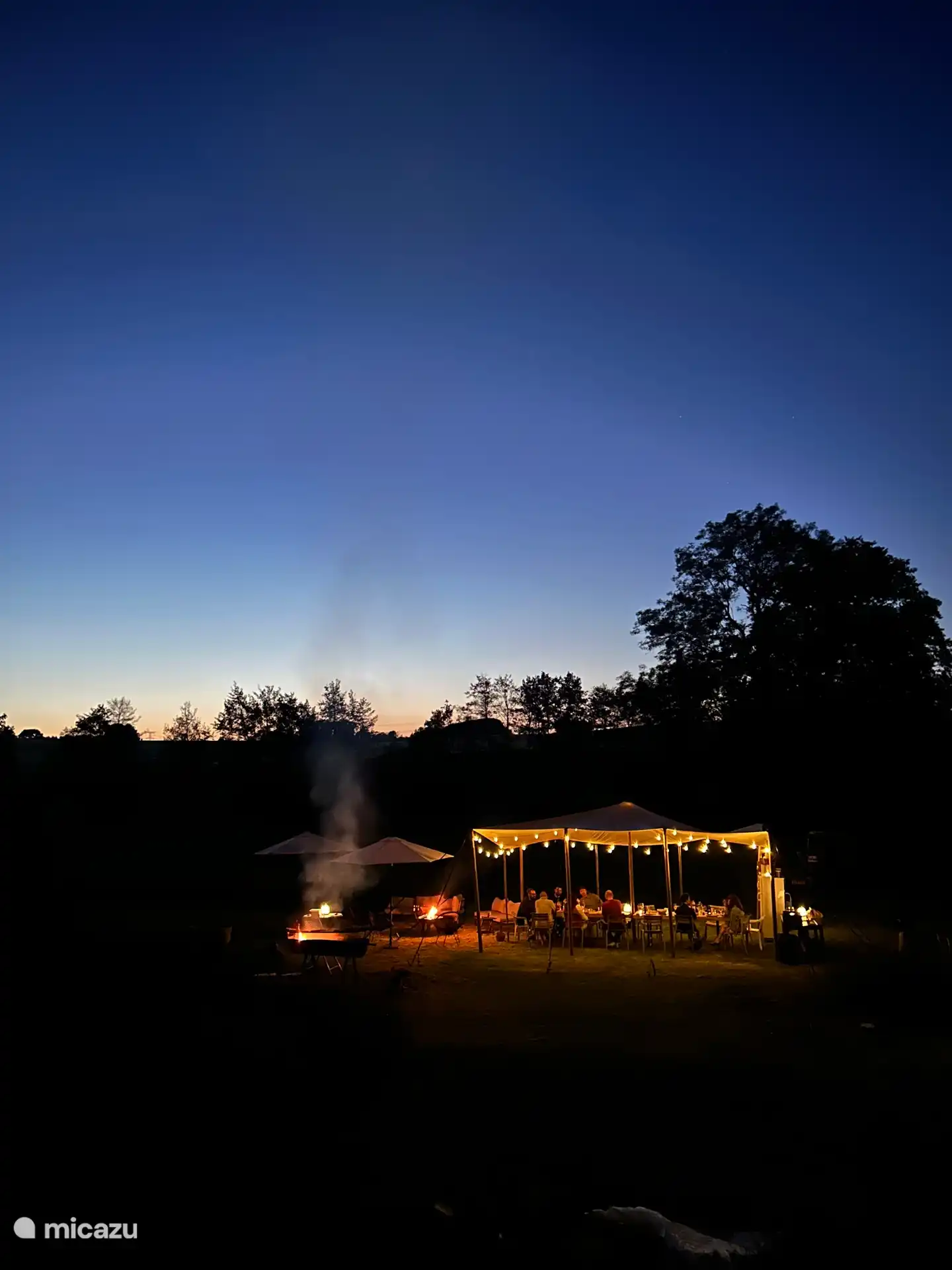 Tuin bij in de avond