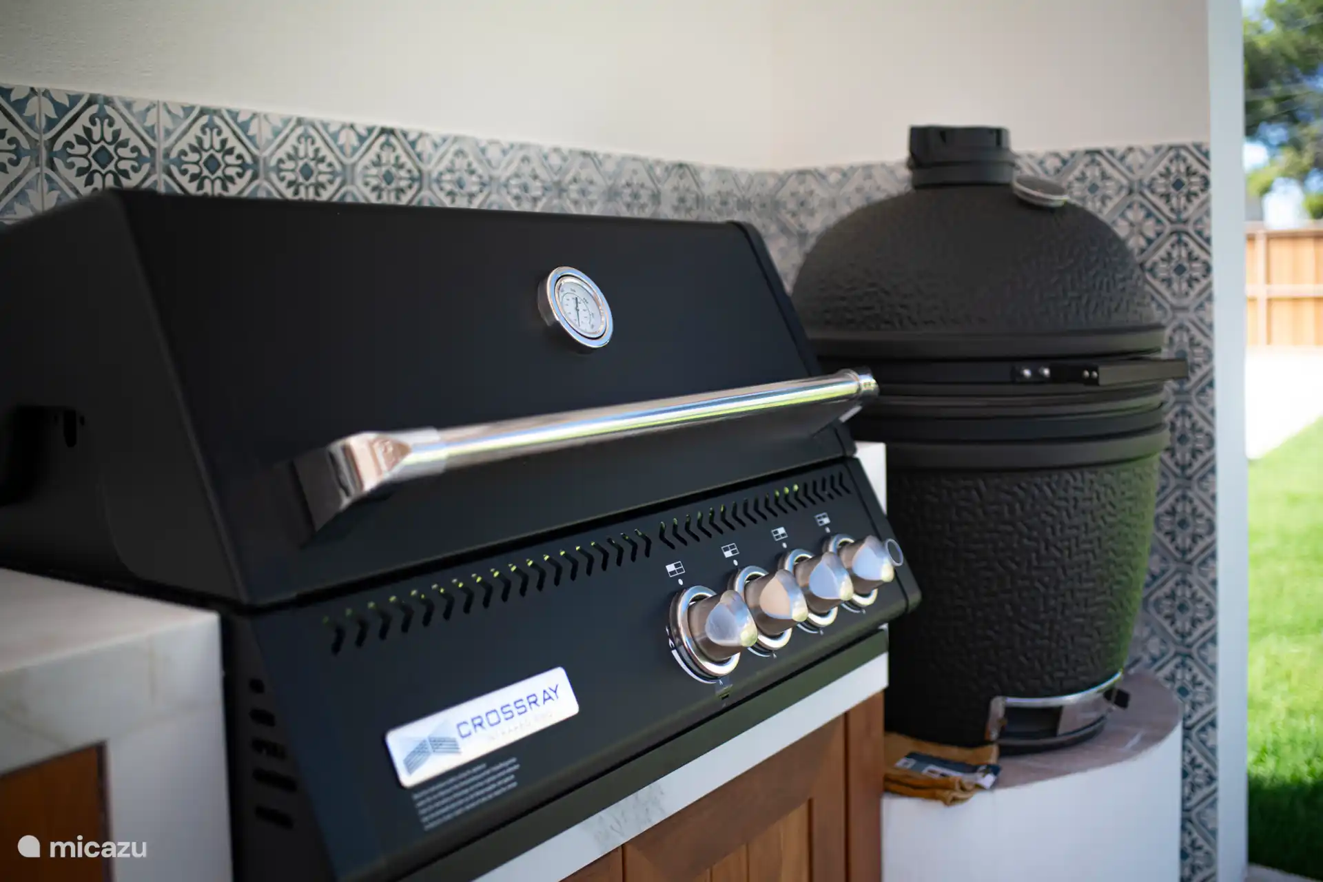 infrarood gas BBQ en Kamado. Er is ook een gaspit 