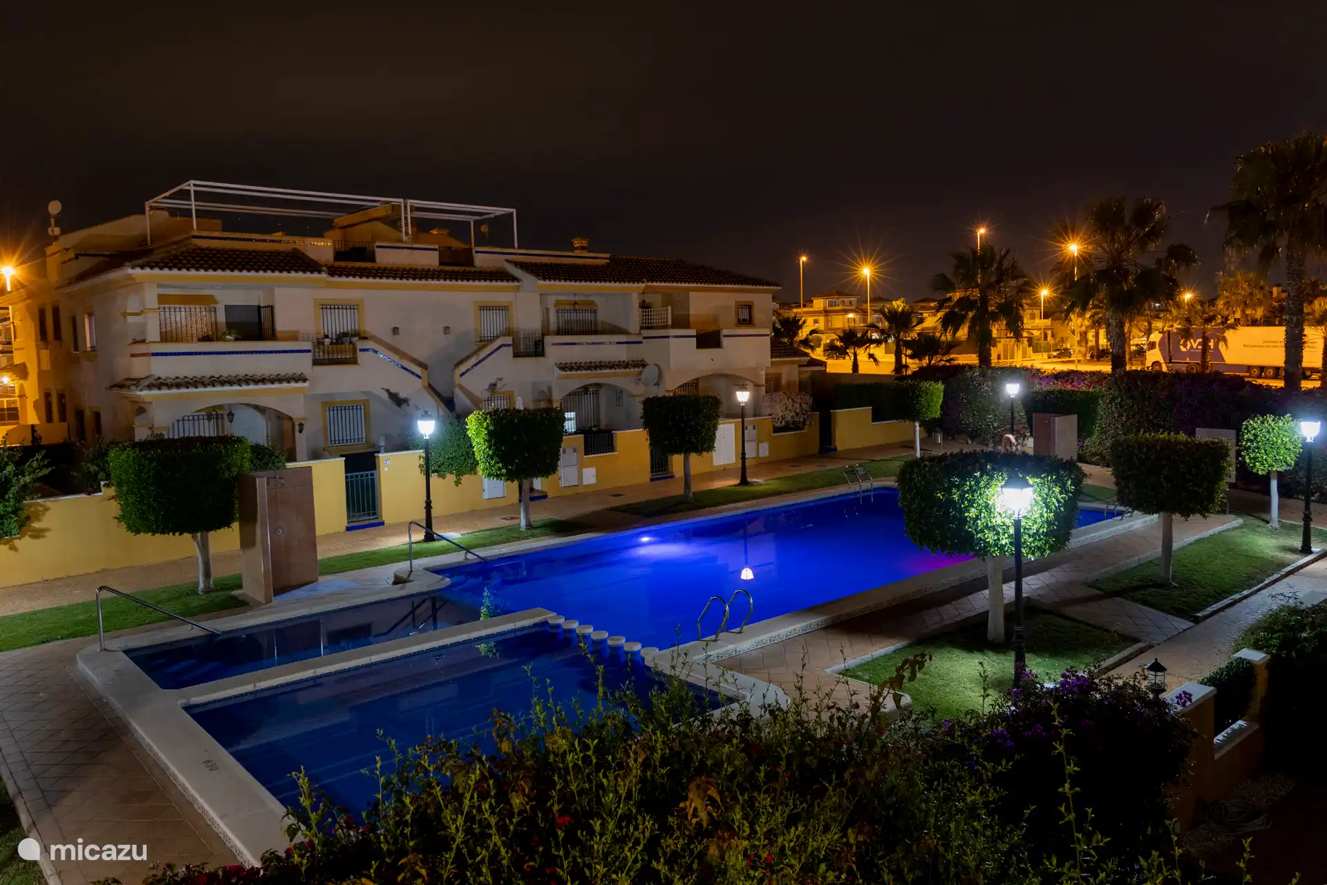 Swimming pool cosily lit