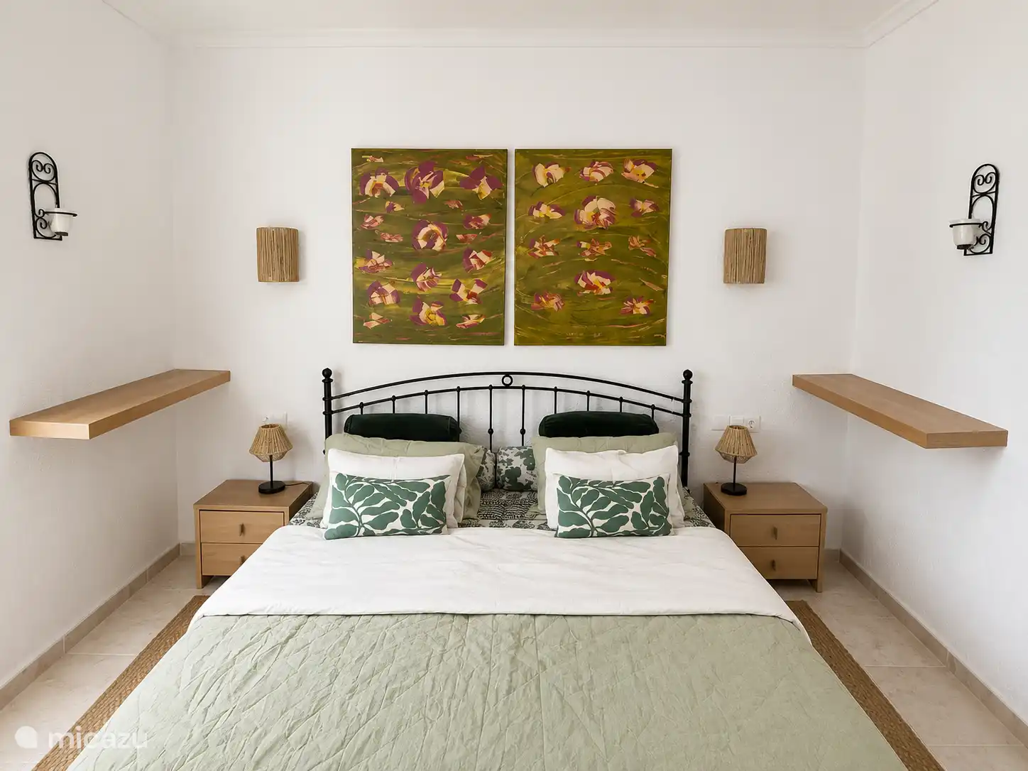 Schlafzimmer Casa Verda, ebenfalls mit grünen Akzenten. Ein erholsames Schlafzimmer.