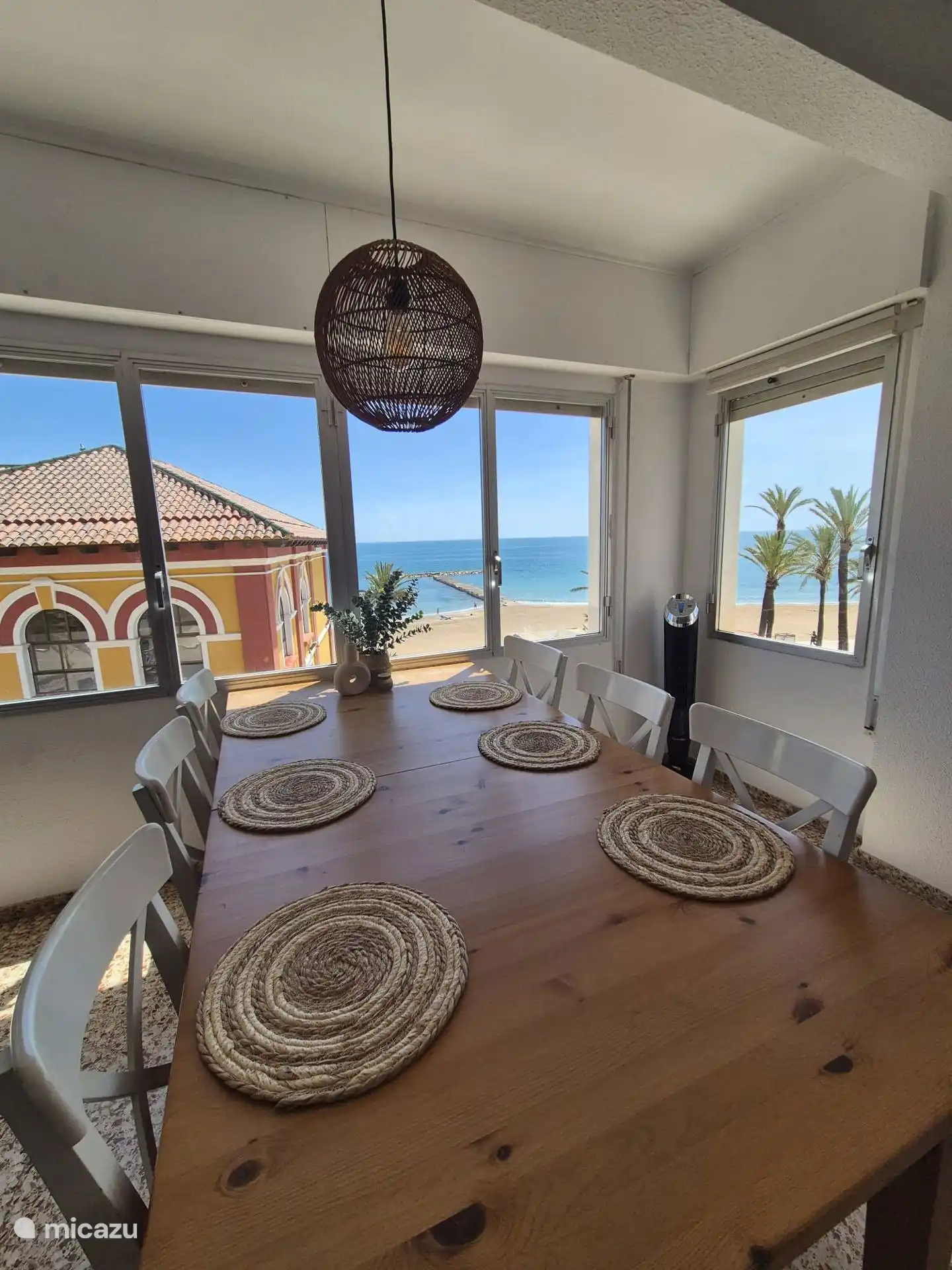 Dining table with a beautiful view of the sea