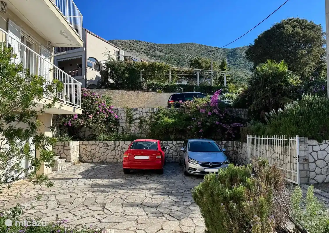Plaza de aparcamiento privada en un espacio vacío junto al Opel rojo del vecino 