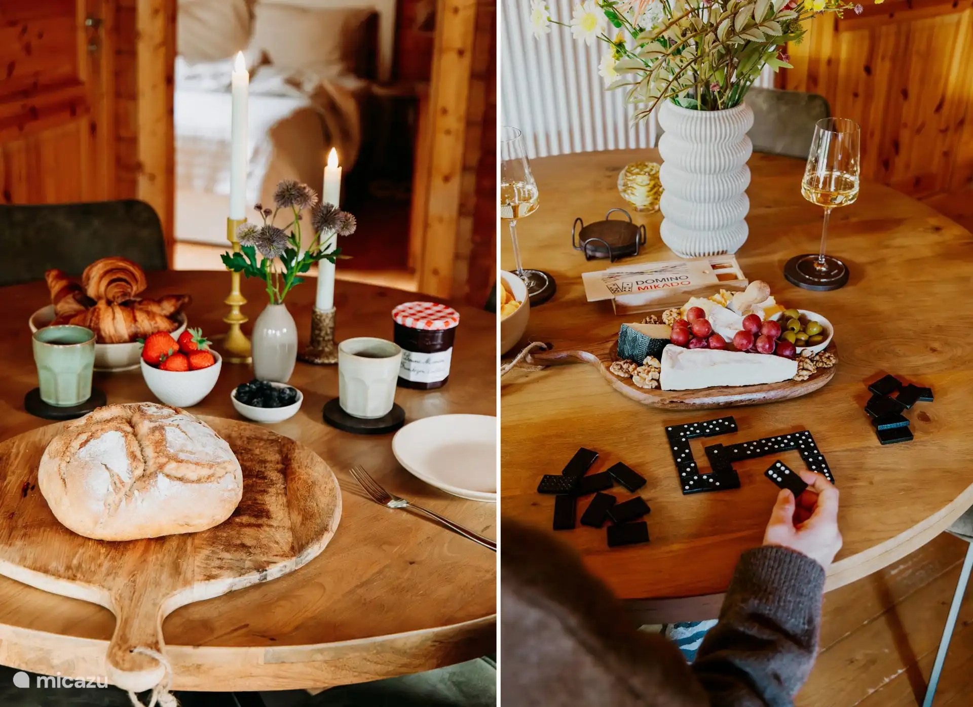 Breakfast in the morning, drinks with games in the evening.