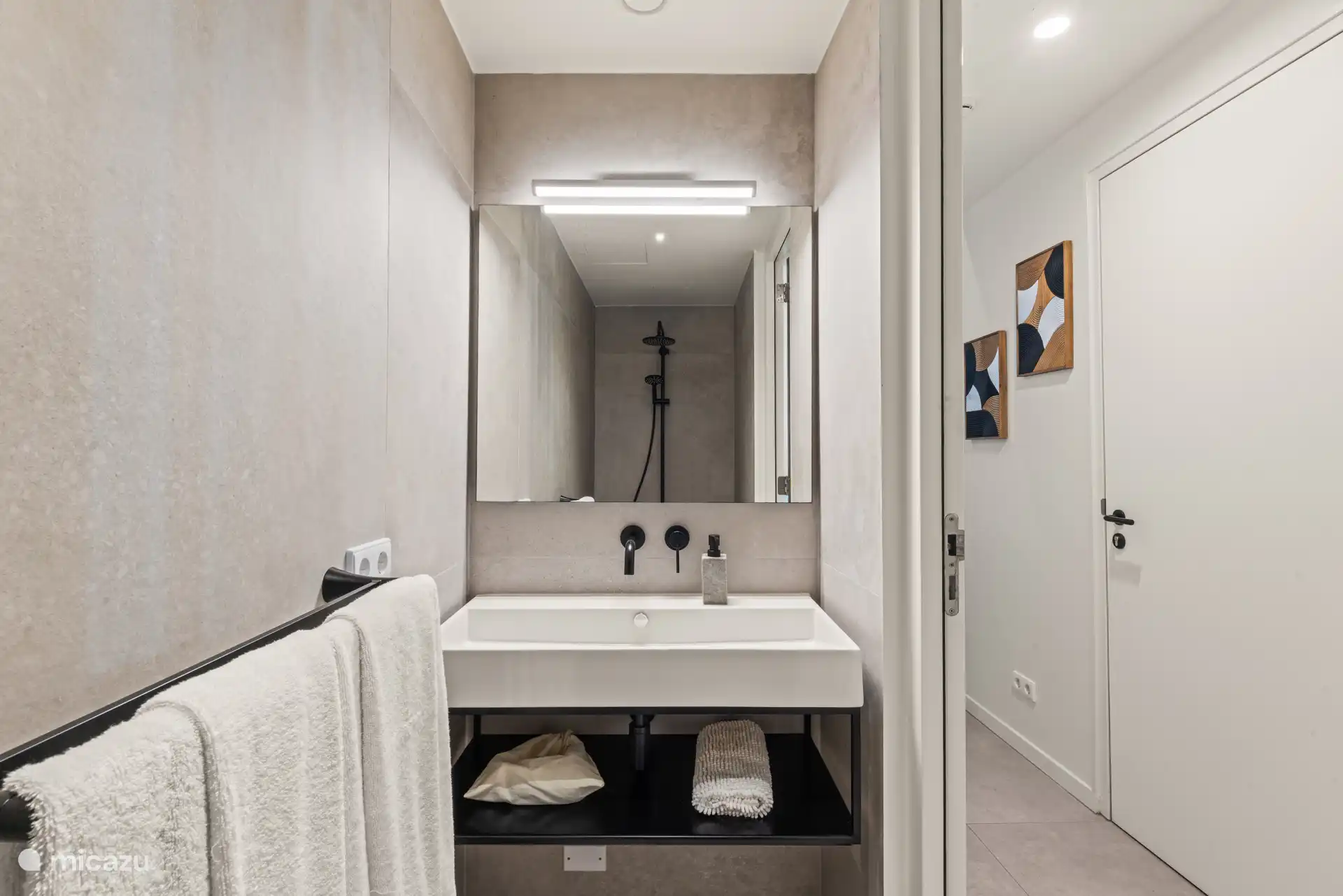 Baño con lavabo y ducha