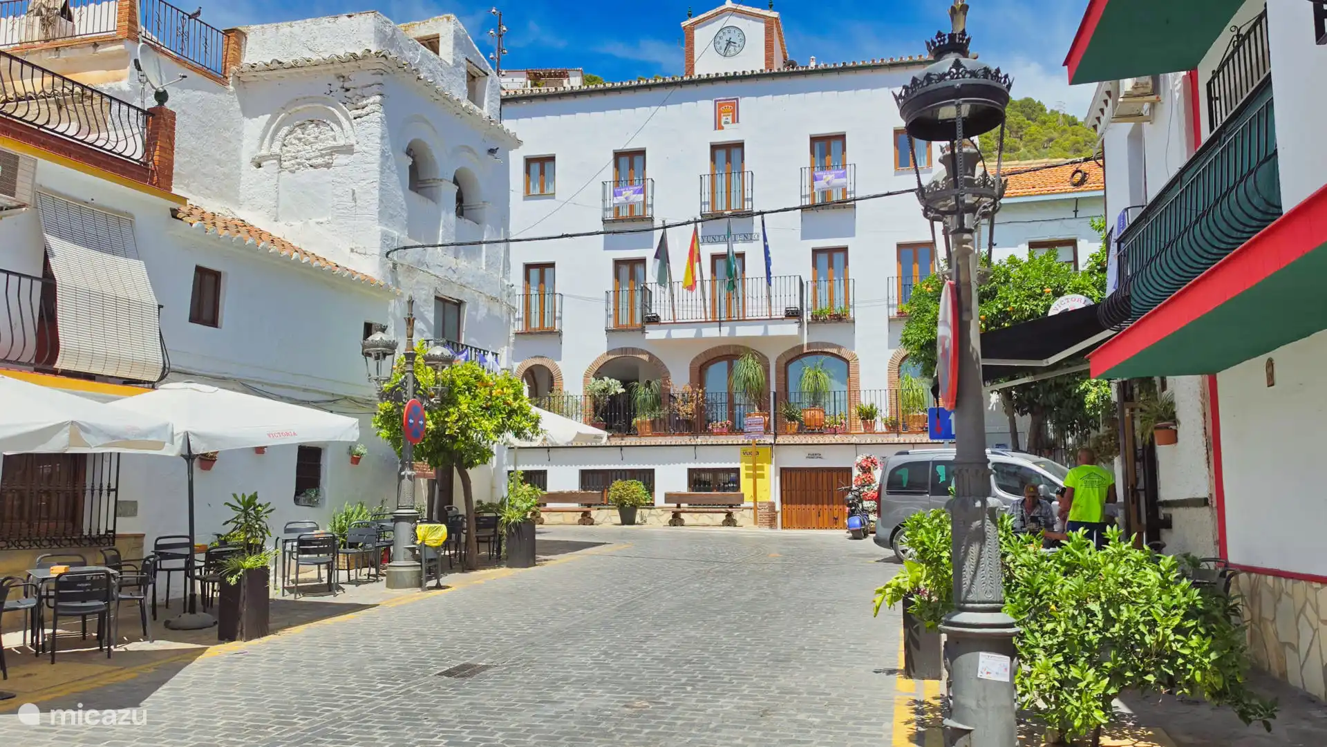 Village square with town hall