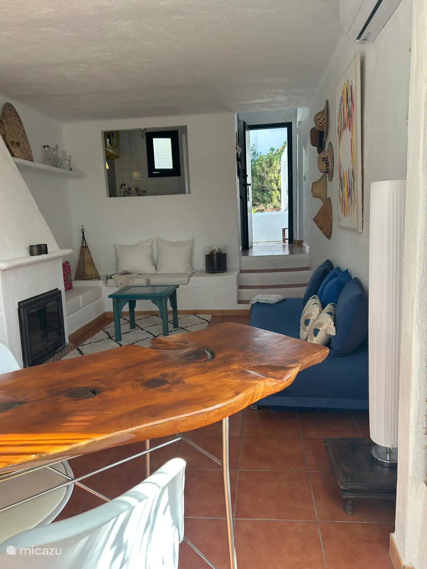 Living room with indoor dining area 