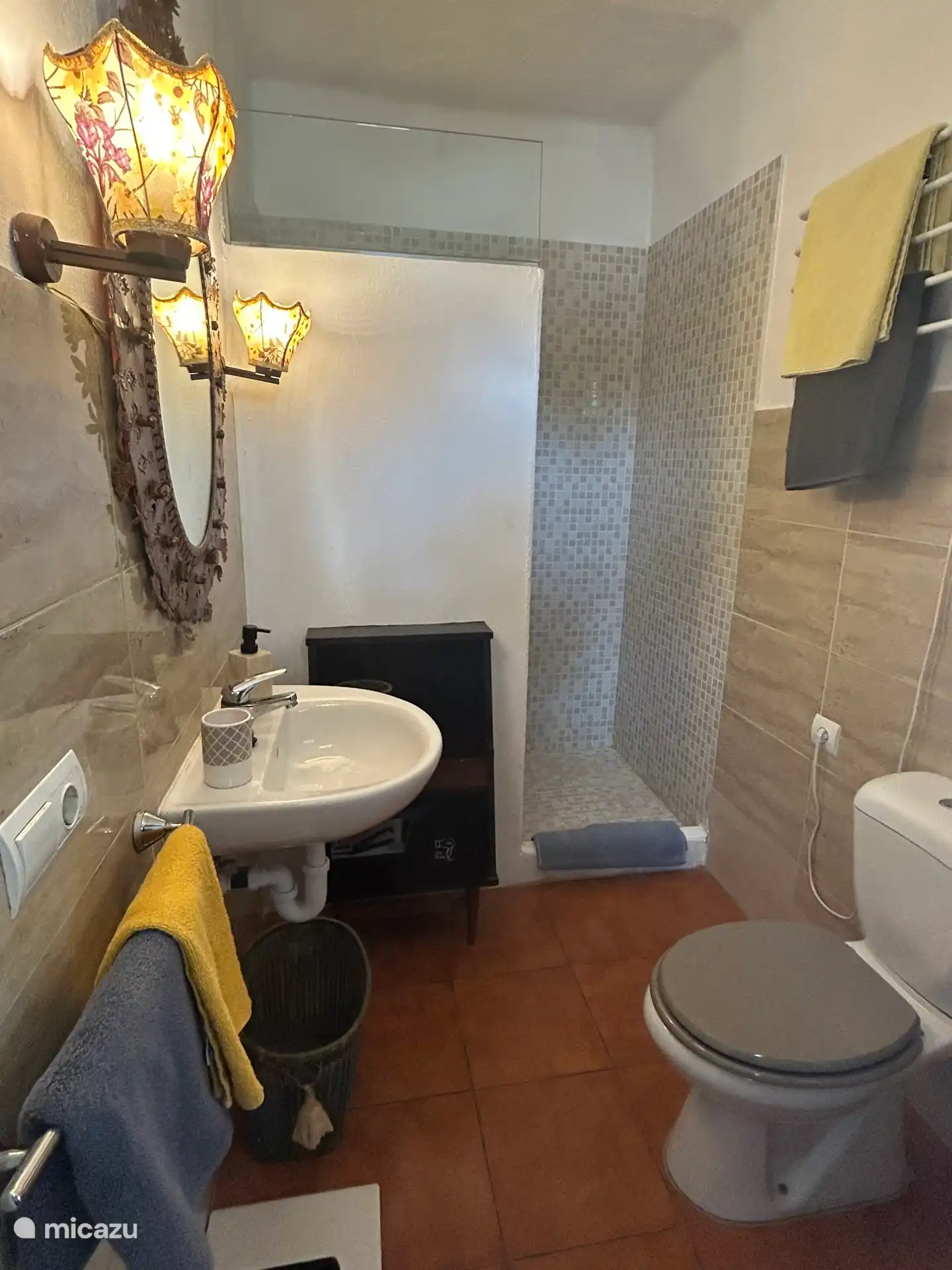 Bathroom with barrier-free shower entry