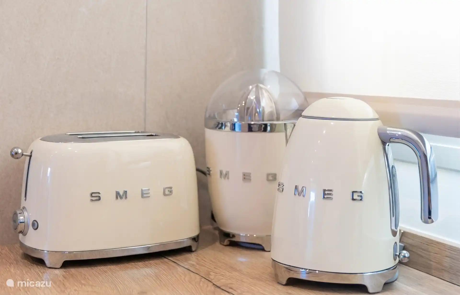 Kitchen appliances from Smeg with toaster and kettle